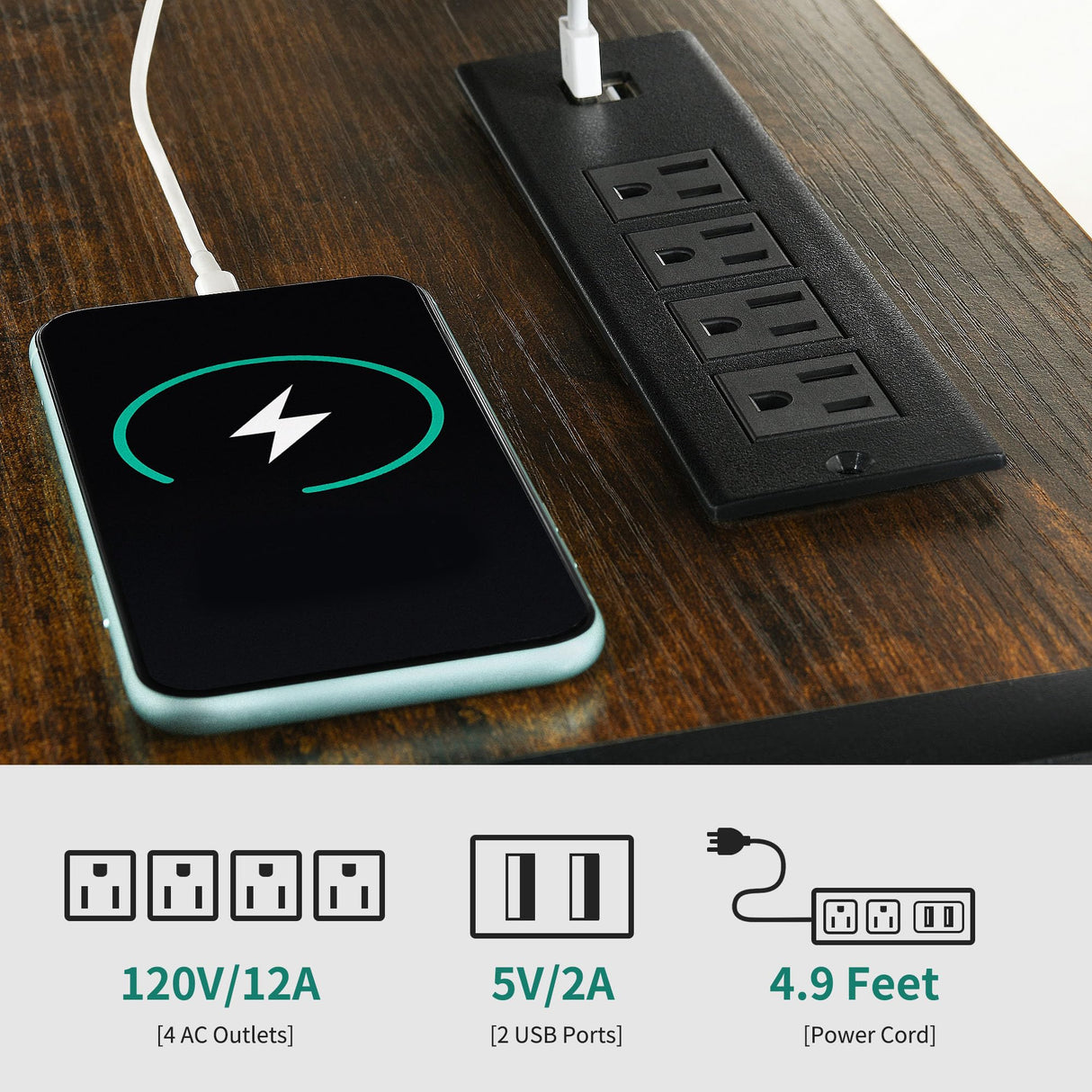 YITAHOME TV Stands for Living Room, Entertainment Center with Storage,TV Stand for 50/48 inch TV, LED TV Stand with Power Outlets, Industrial TV Console Cabinet, Retro Brown YITAHOME