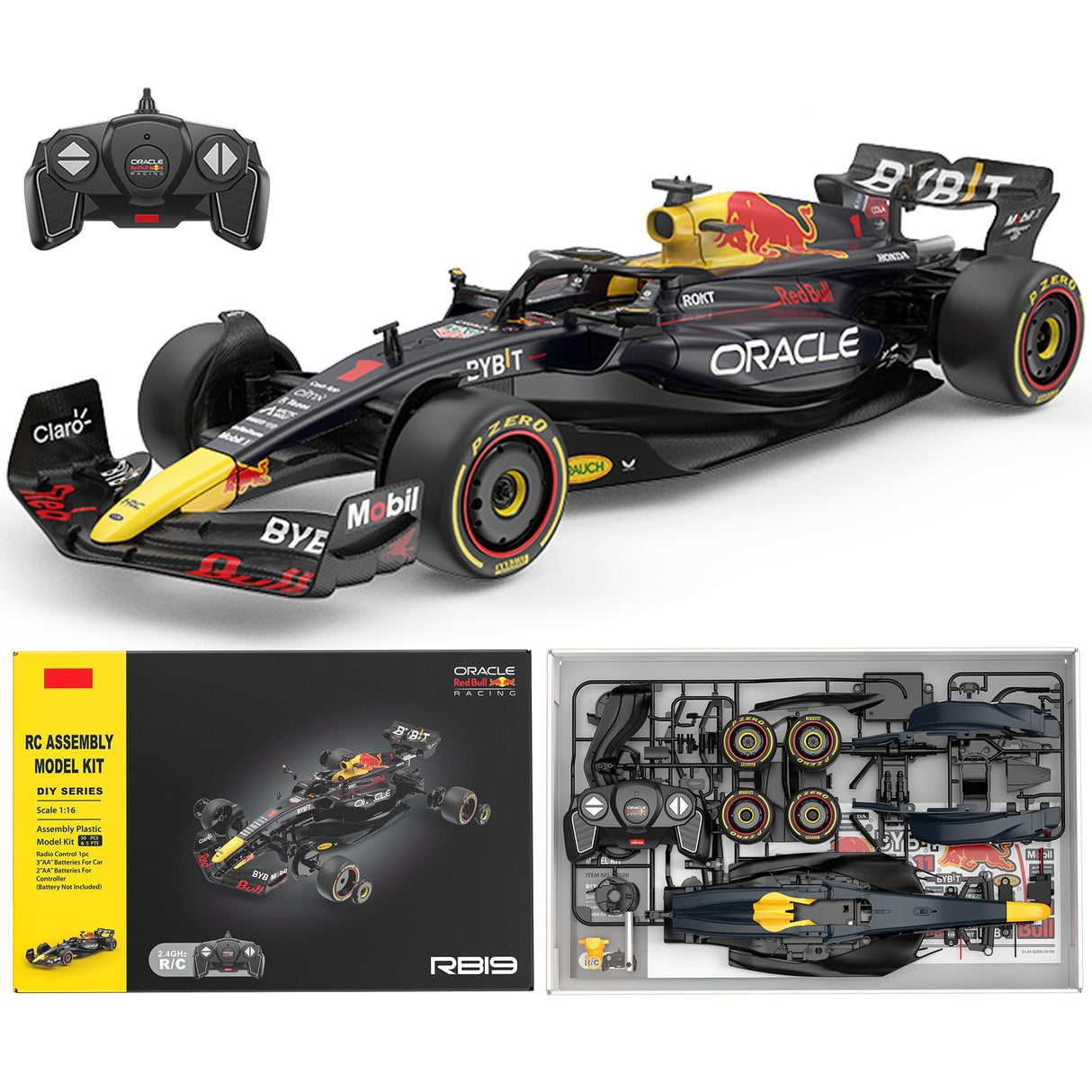 Voltz Toys Licensed Red Bull F1 RB19 RC Car Building Kit 1/16 Scale Supercar Assembly Set with Remote Controller, Licensed Model, 55 Pieces, STEM Kits for Kids and Adults, Ages 8+ (RedBull RB19) Voltz Toys