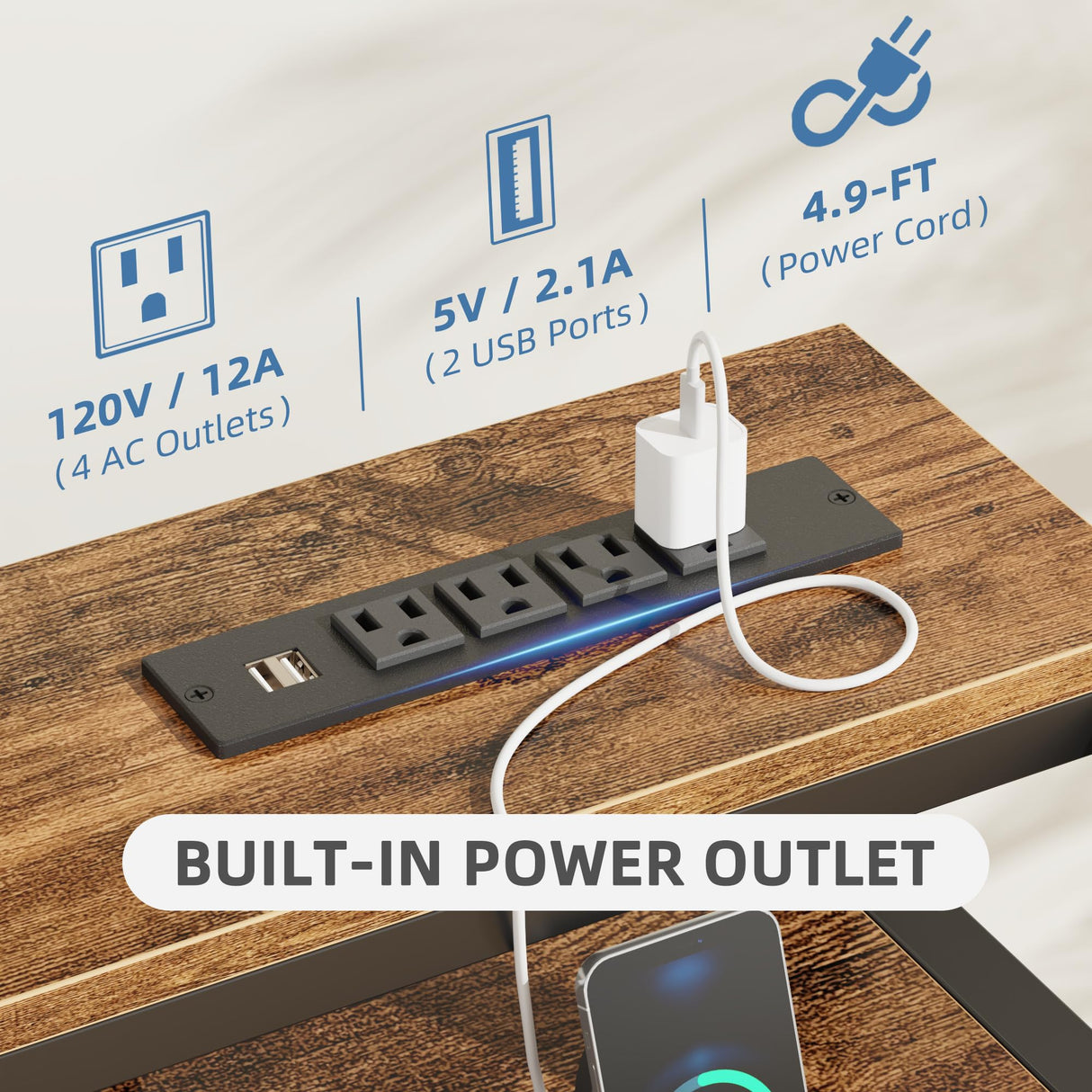 GYIIYUO LED TV Stand with Mount and Power Outlet & 6 Fabric Drawers for 32-75 Inches TV - Entertainment Center and Industrial TV Dresser Console Table for Living Room, Bedroom- 47" Rustic Brown GYIIYUO