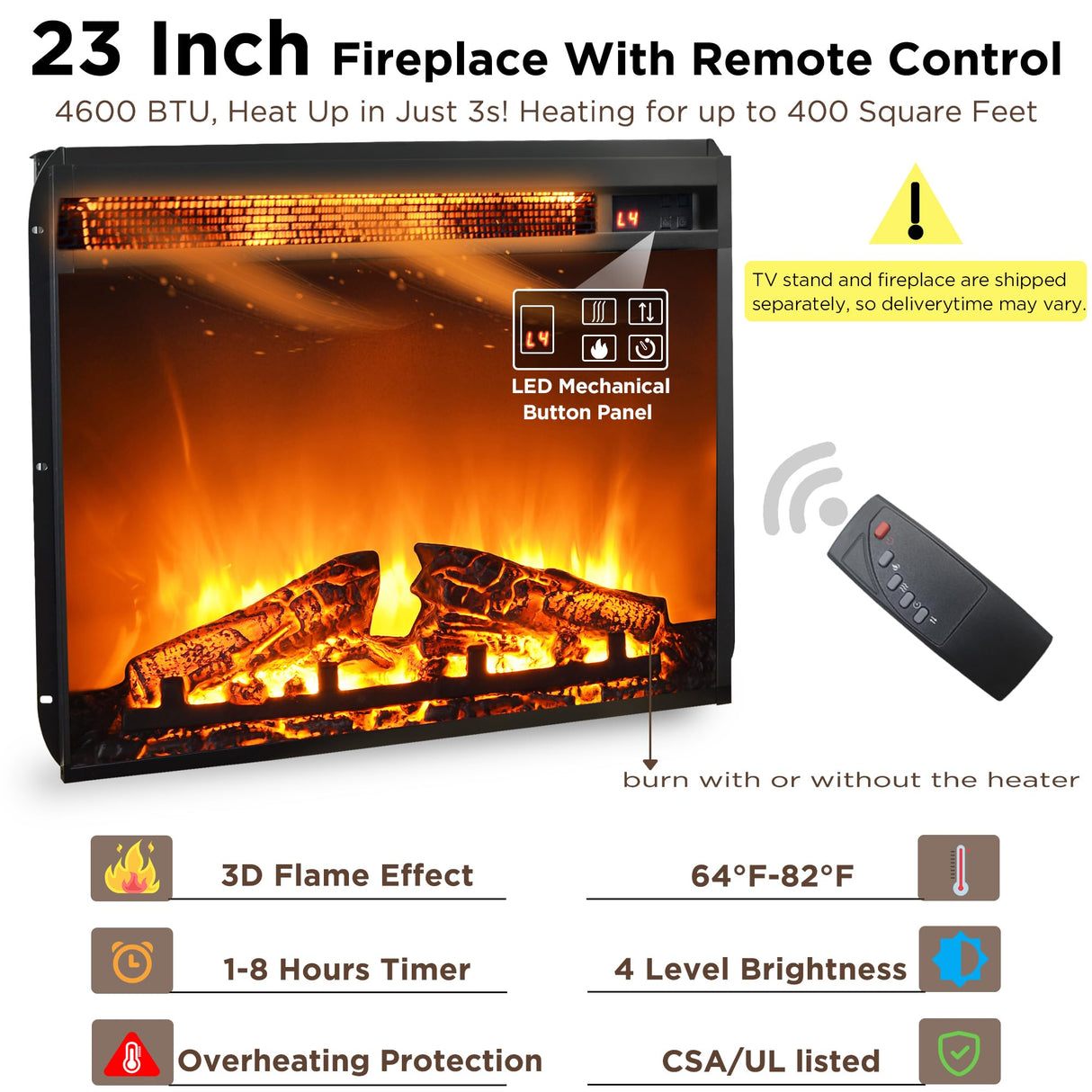 OKD Fireplace TV Stand for 65+ Inch TV, 33" Tall Highboy Farmhouse Entertainment Center w/ 23'' Electric Fireplace, Rustic Media Console w/Sliding Barn Door for Living Room, Light Rustic Oak OKD