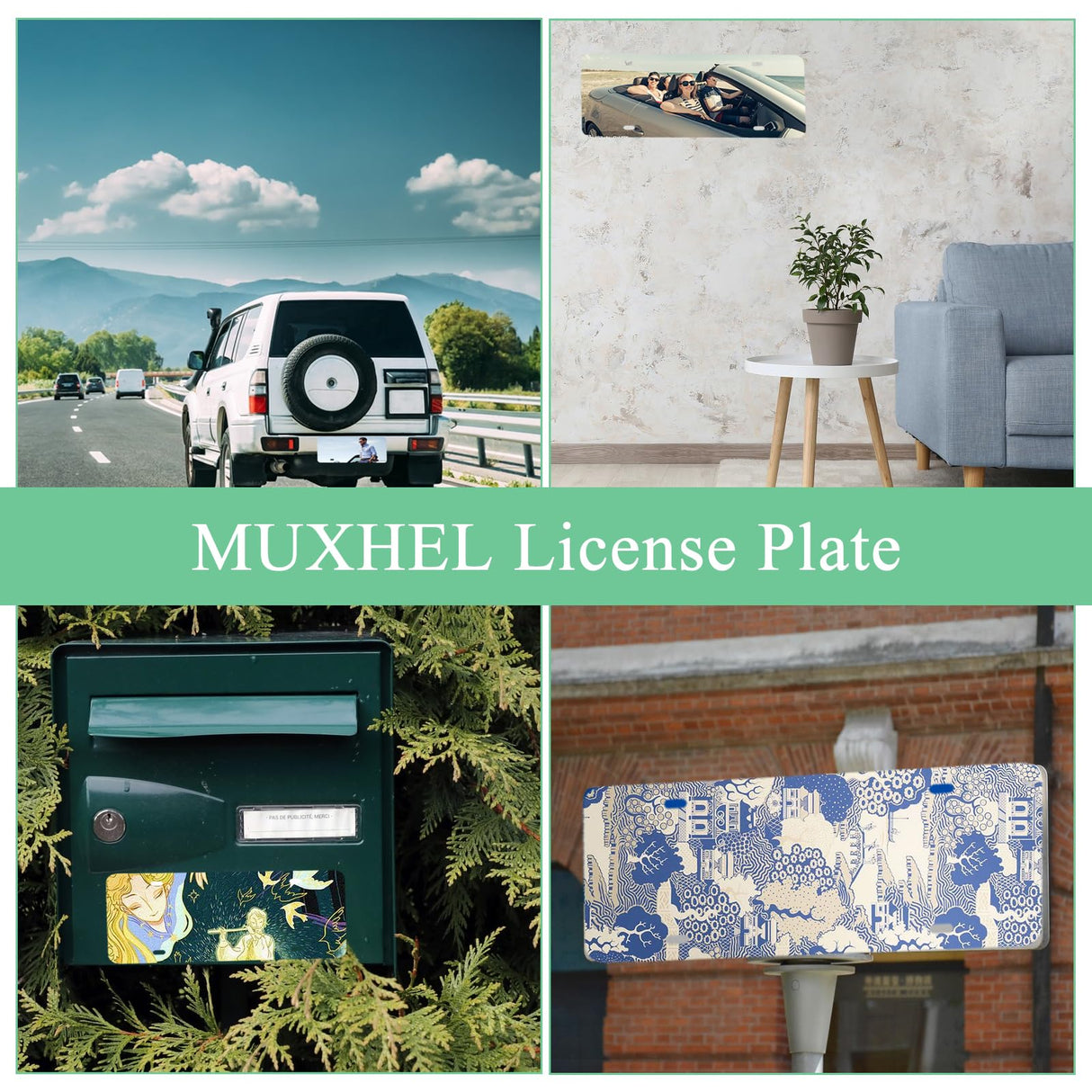 MUXHEL 15 Pcs Sublimation Blank License Plate, 12"×6" Black Aluminum Alloy Automotive License Plate Tag for Custom Design Work and DIY MUXHEL