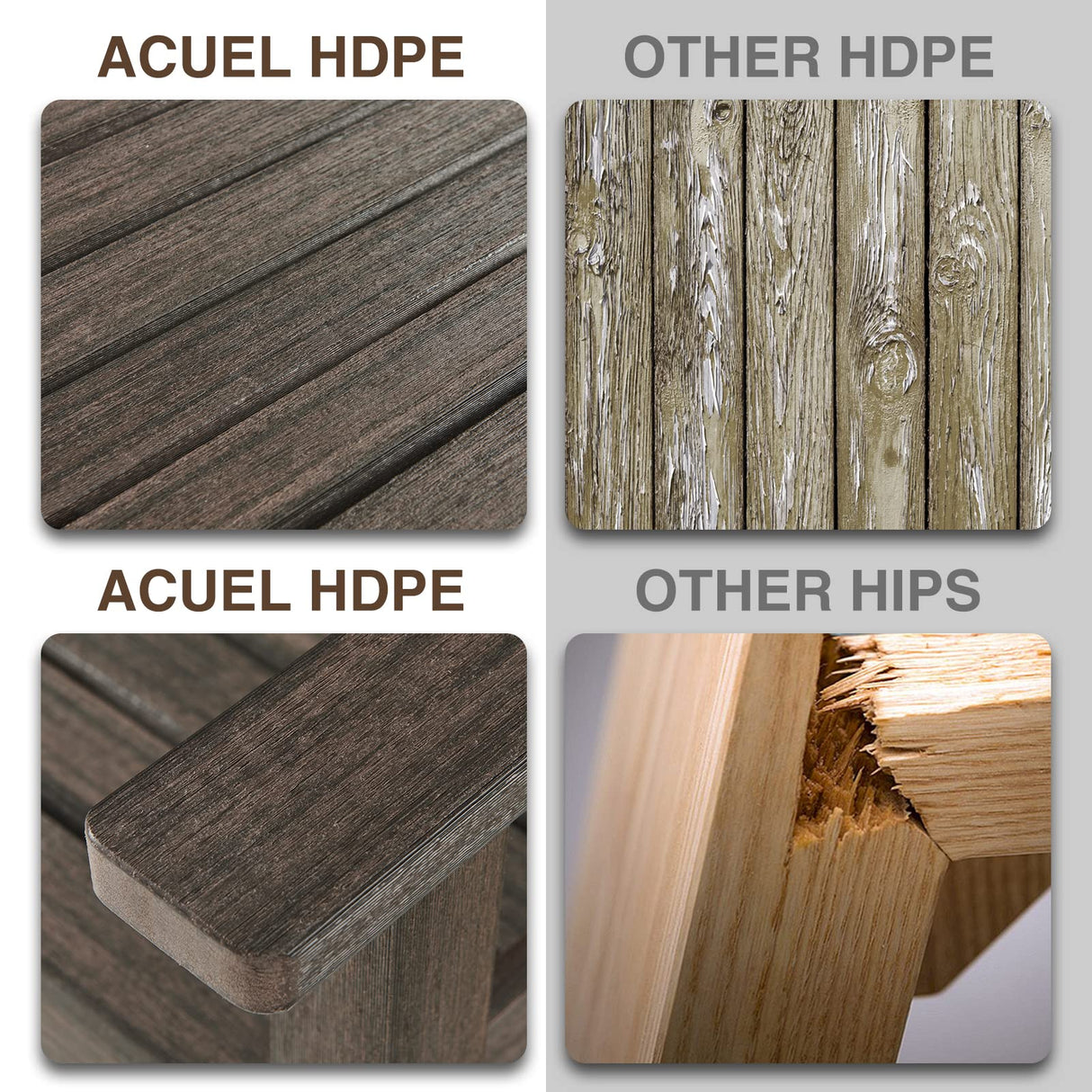 ACUEL Outdoor Bench, 3-Person Garden Bench, Poly Lumber Patio Bench for Outdoors, Porch, and Park (Dark Brown) ACUEL