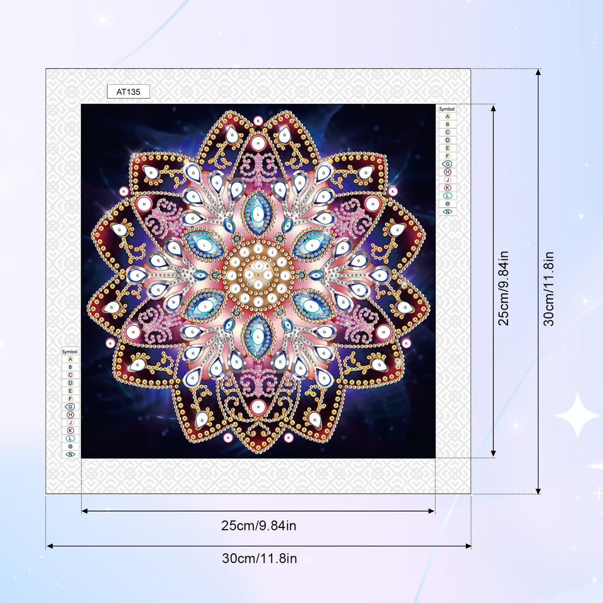 MVVMTOP Mandala Diamond Painting Art Kit, DIY Flower 5D Diamond Painting Special Shape Drills Diamond Painting Mosaic Making Craft, Suitable for Home Wall Decor Art Handmade Gift, AT135 MVVMTOP