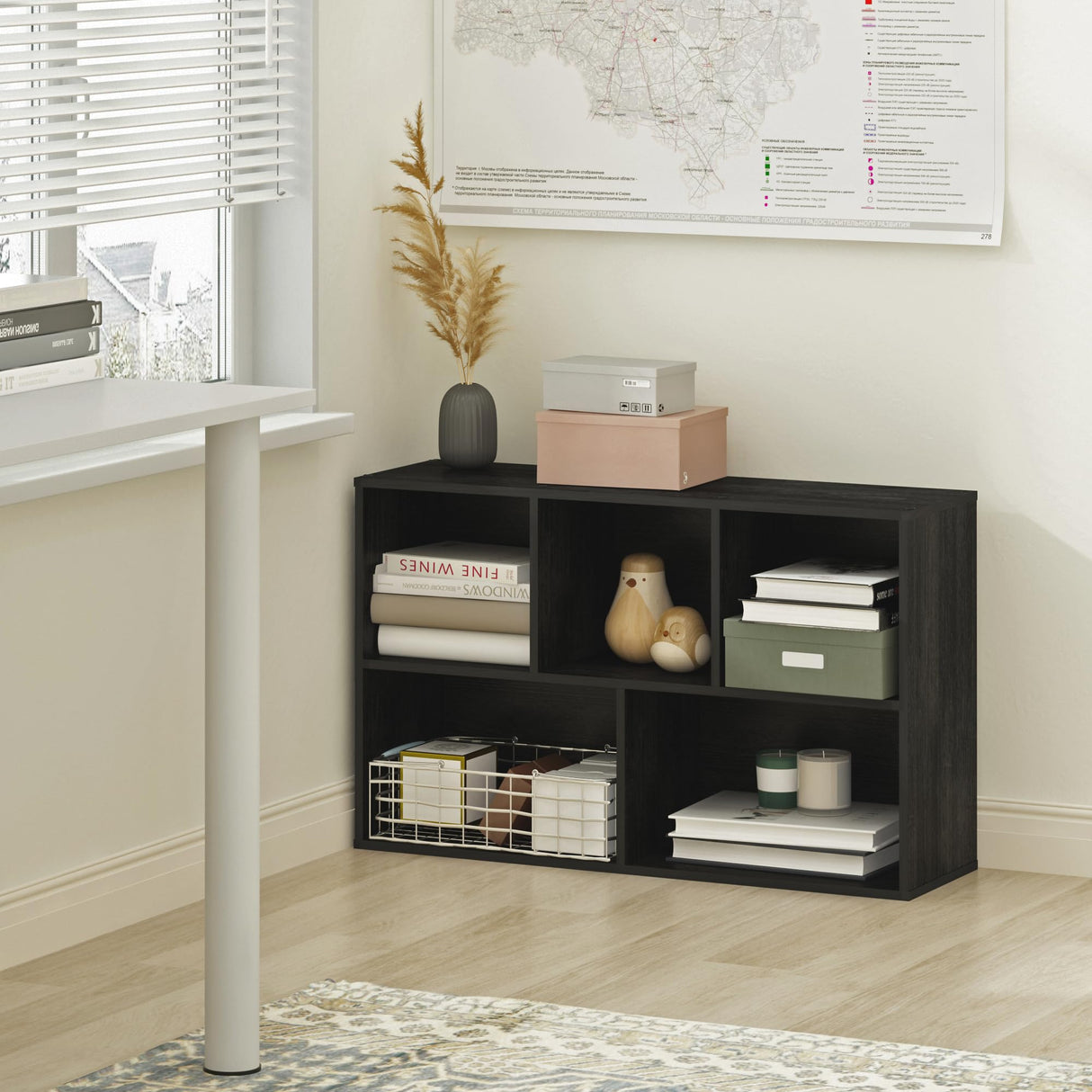 Furinno Luder 5-Cube No Tool Assembly Open Shelf, Blackwood Furinno