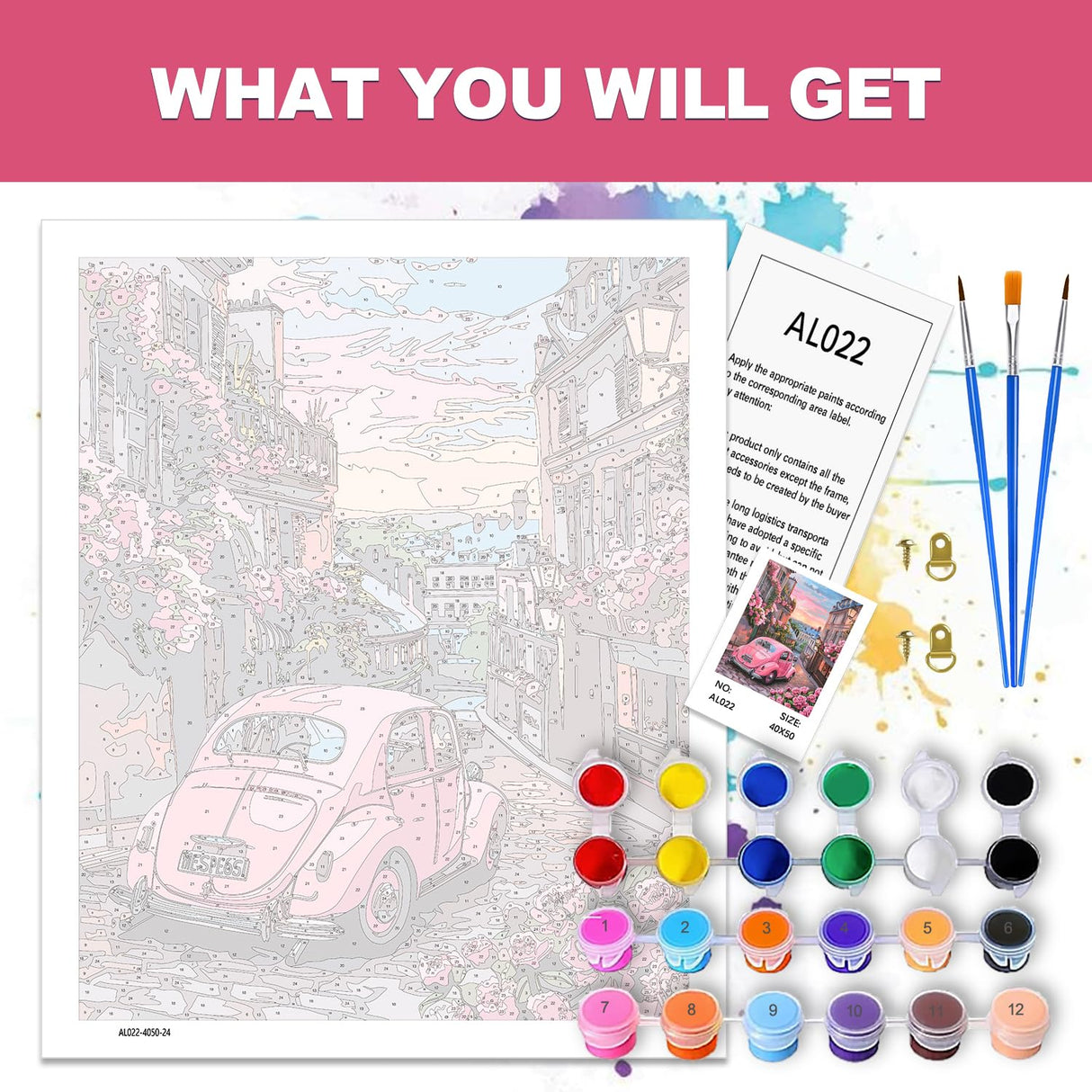 HITIRECOVI Car Paint by Number Adult,Canvas Paint by Numbers for Adults City View,DIY Acrylic Oil Paint by Number for Adults for Home Decor Gift 16x20 Inch HITIRECOVI