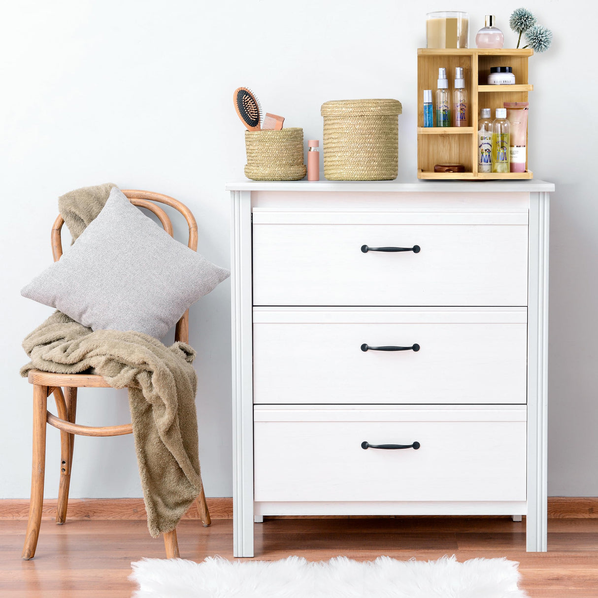 Sorbus 360° Makeup Organizer - Bamboo Wood Make Up Storage Carousel for Cosmetics, Skin Care Rotating Makeup Organizer for Vanity, Bathroom Storage Sorbus