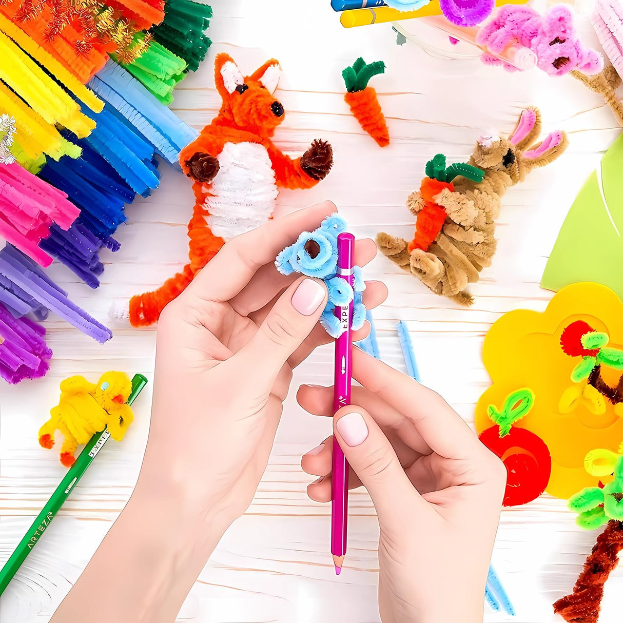 NovaWiseTech Arts and Crafts Supplies, 1200pcs Craft Kits, Pipe Cleaners Bulk, Multicolor Pom Poms Balls, Googly Eyes for DIY Craft Decorations NovaWiseTech