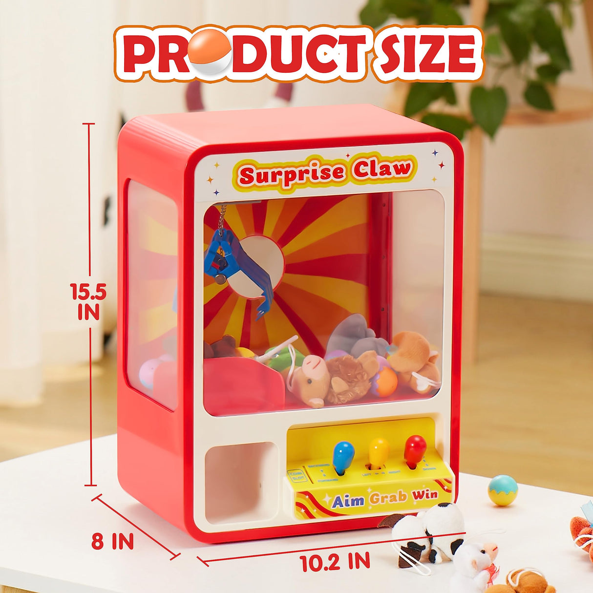 JOYIN Claw Machine Arcade Toy with LED Light & Adjustable Sound, Rechargable Dispenser Toys Mini Vending Machine for Kids - Perfect Christmas & Birthday Big Gifts for Kids, Ages 3+ JOYIN