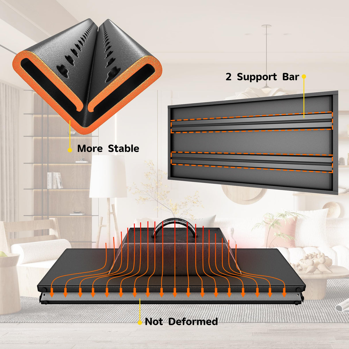 SUPPNEED Adjustable Garage Shelving Heavy Duty 1500LBS Loads, 48”W Large Shelving Units and Storage,48”W×16”D×36”W Garage Storage Shelves,3-Tier Metal Shelves for Warehouses,Kitchen(Black) SUPPNEED