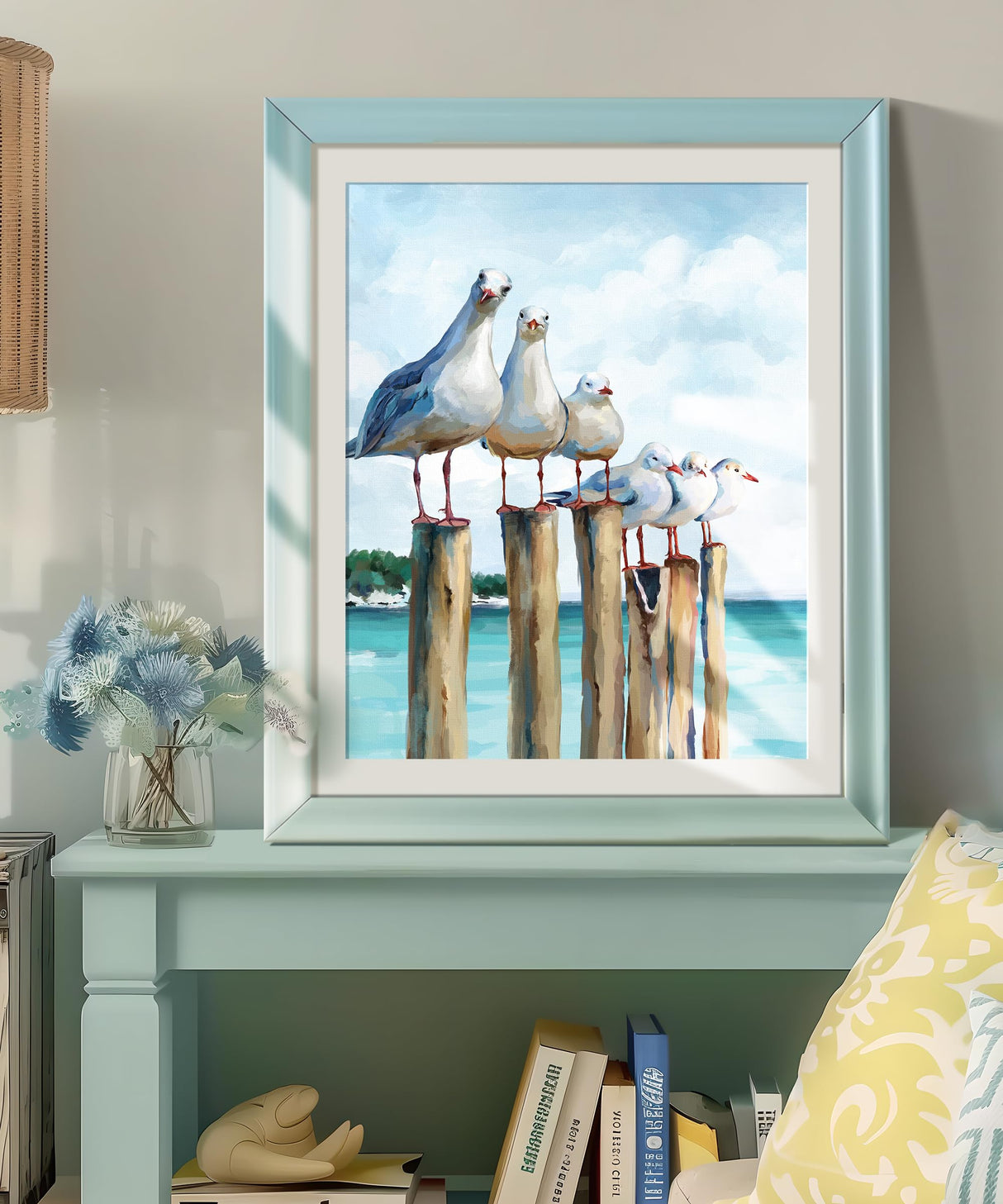 SUMGAR DIY Paint by Numbers Kit for Adults Beginner Seagull Blue Sea Paint by Numbers 16x20 Inch Without Frame Realistic Acrylic Oil Painting Drawing Craft Work Set with Brushes Christmas Gift SUMGAR