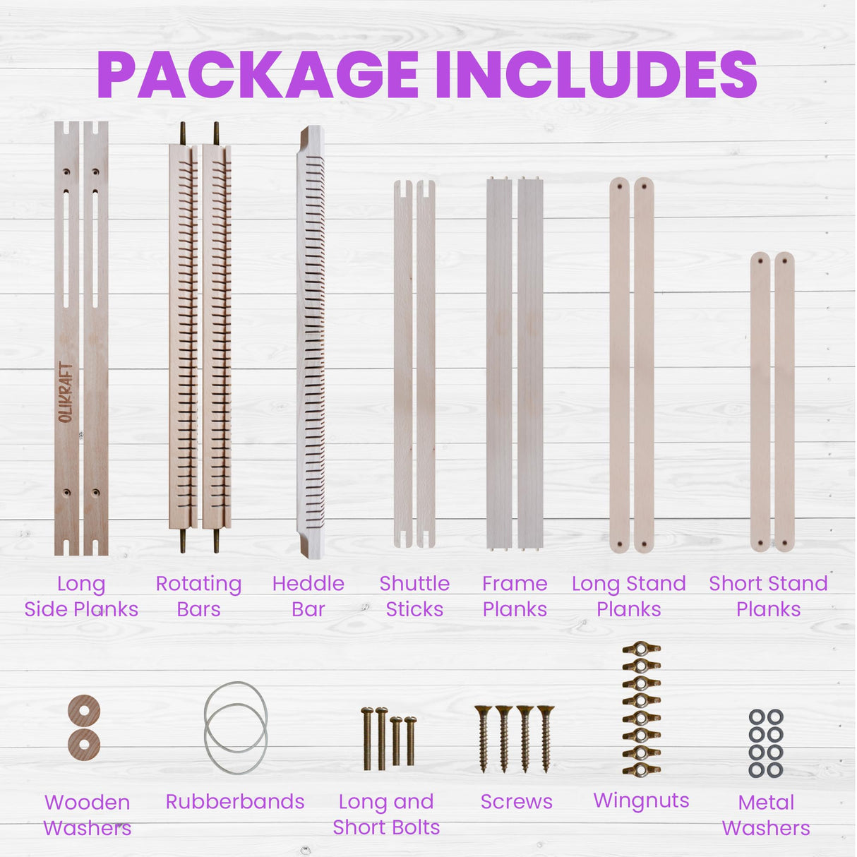 Olikraft Weaving Loom for Kids & Adults with Adjustable Stand - Wooden Loom. Weaving Kit. Telar. (Large) Olikraft