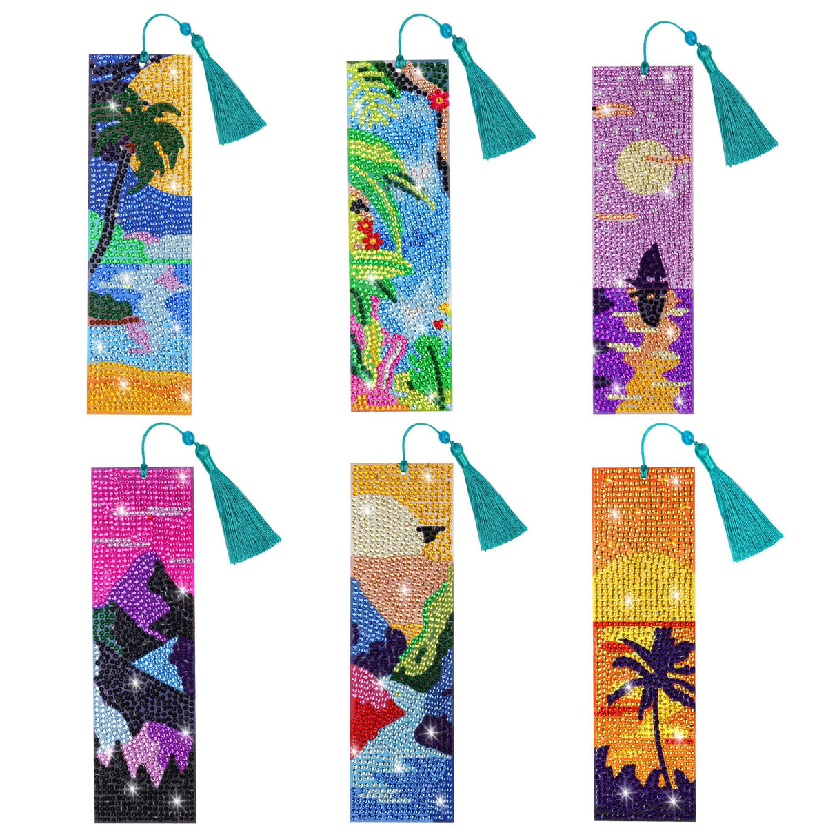 6 Pieces Diamond Art Painting Bookmarks Bohemian Diamond Art Bookmarks for Book Lovers DIY 5D Diamond Bookmark for Home Office School Class Project AUAUY