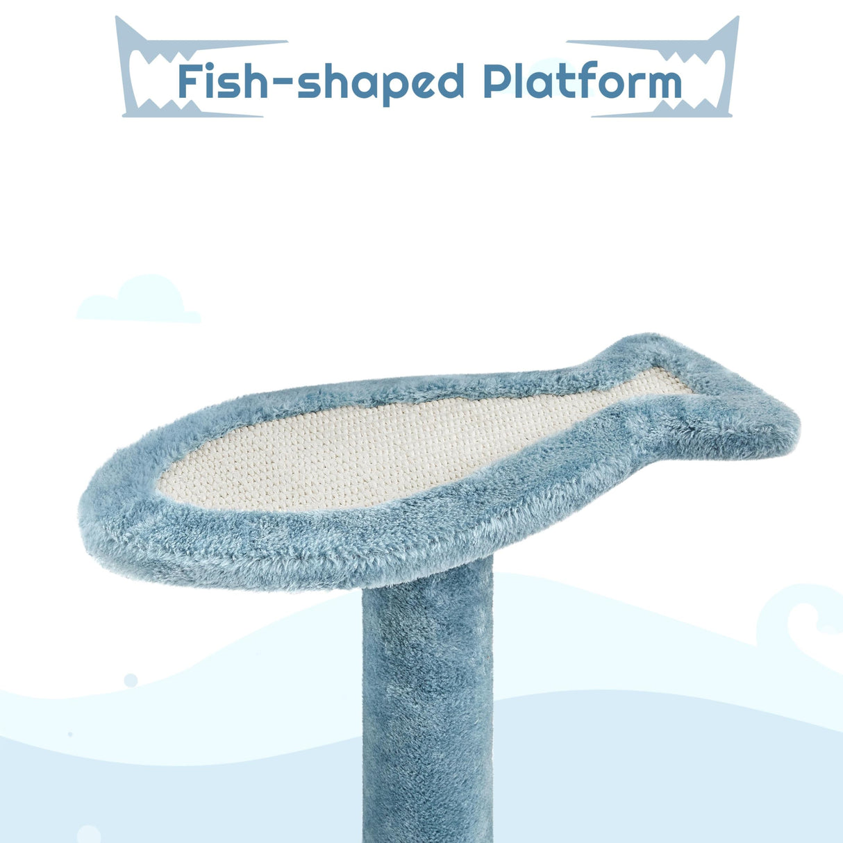 Yaheetech Cat Tree, 72.5inch Ocean-Themed Cat Tree Tower, Multi-Level Large Cat Tree for Indoor Cats with Shark's Mouth Bed & 2 Big Condos & 2 Wide Perches & Funny Toys, Blue & White Yaheetech