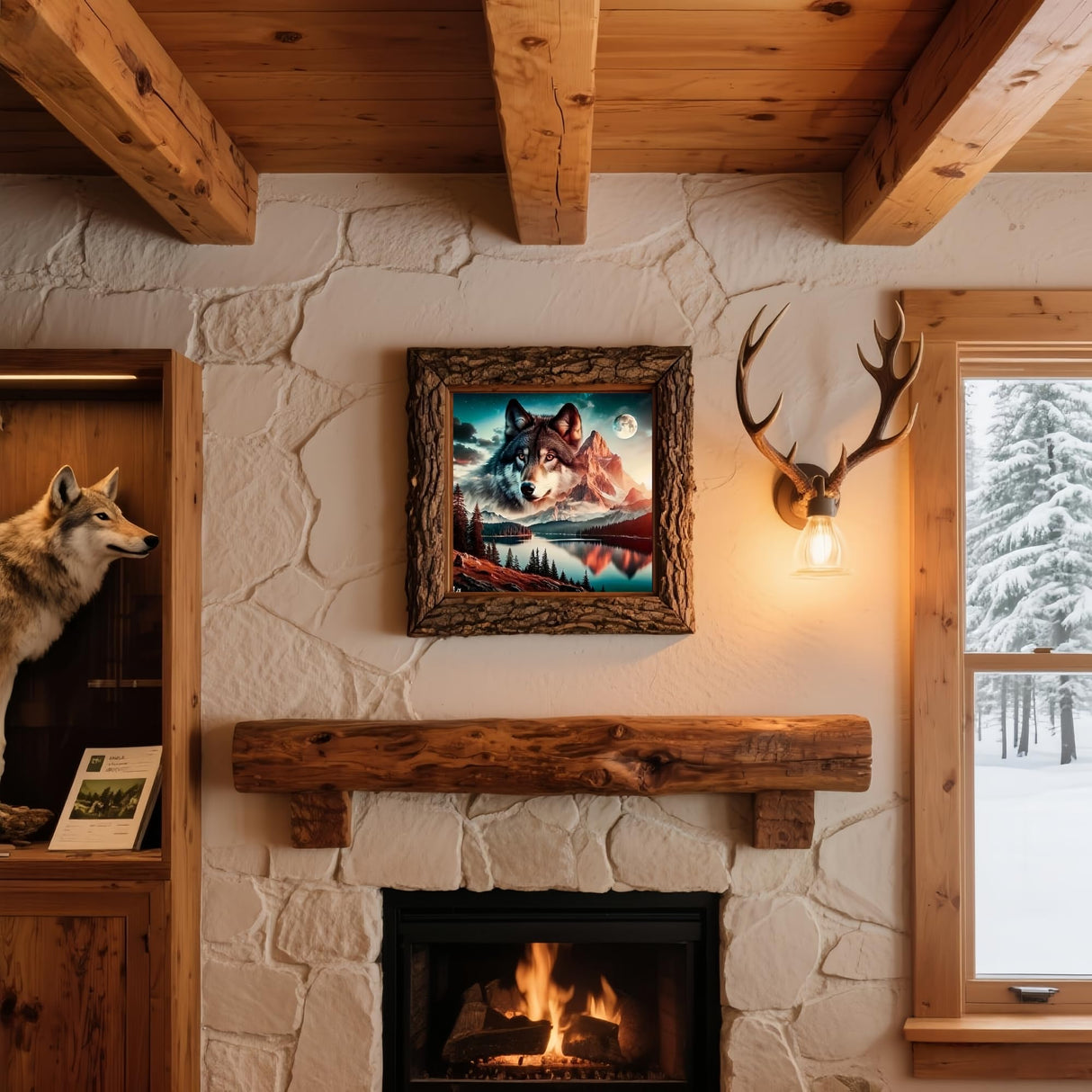 5D Diamond Art Kits for Adults Beginners, Wolf DIY Full Round Drill Diamond Painting Kits,Lake Forest Paint by Diamonds Dots Gem Art Easy,Home Wall Decor 14X14 Inch Acelii