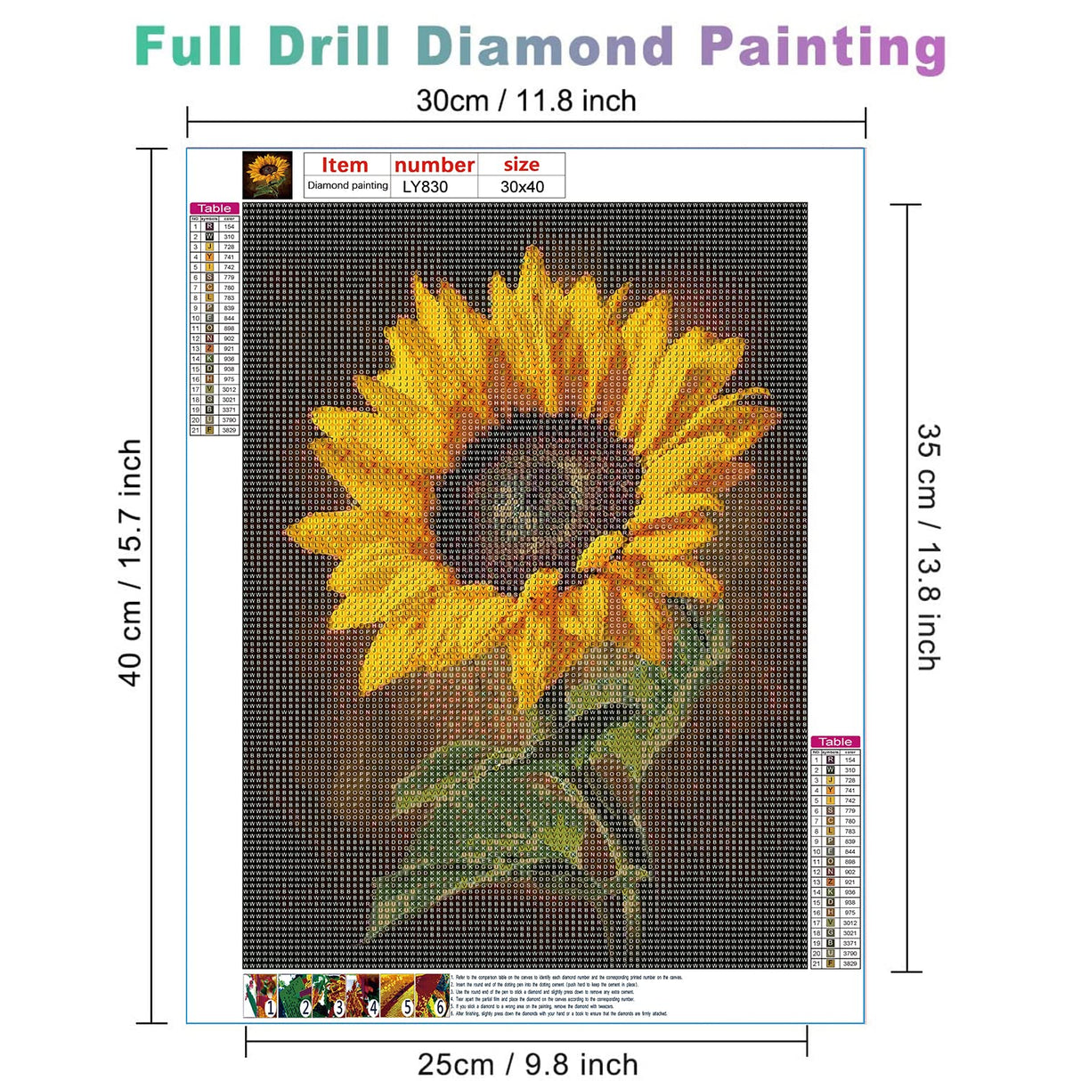 APCGSM Sunflower Diamond Painting Art Kit for Adults, 5D Full Drill DIY Craft, 11.8 x 15.7 inch APCGSM