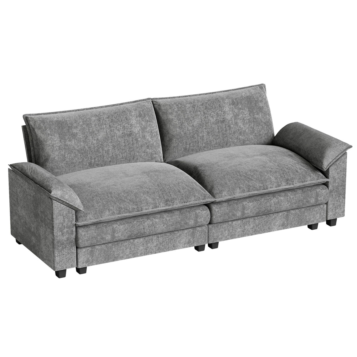 Homall 80" Modular Sectional Sofa, Loveseat Sofa Couch with Double-Layer Cushion, DIY Combination Chenille Deep 2-Seat Cloud Couch for Living Room, Apartment (Bright Grey, Loveseat Sofa) Homall