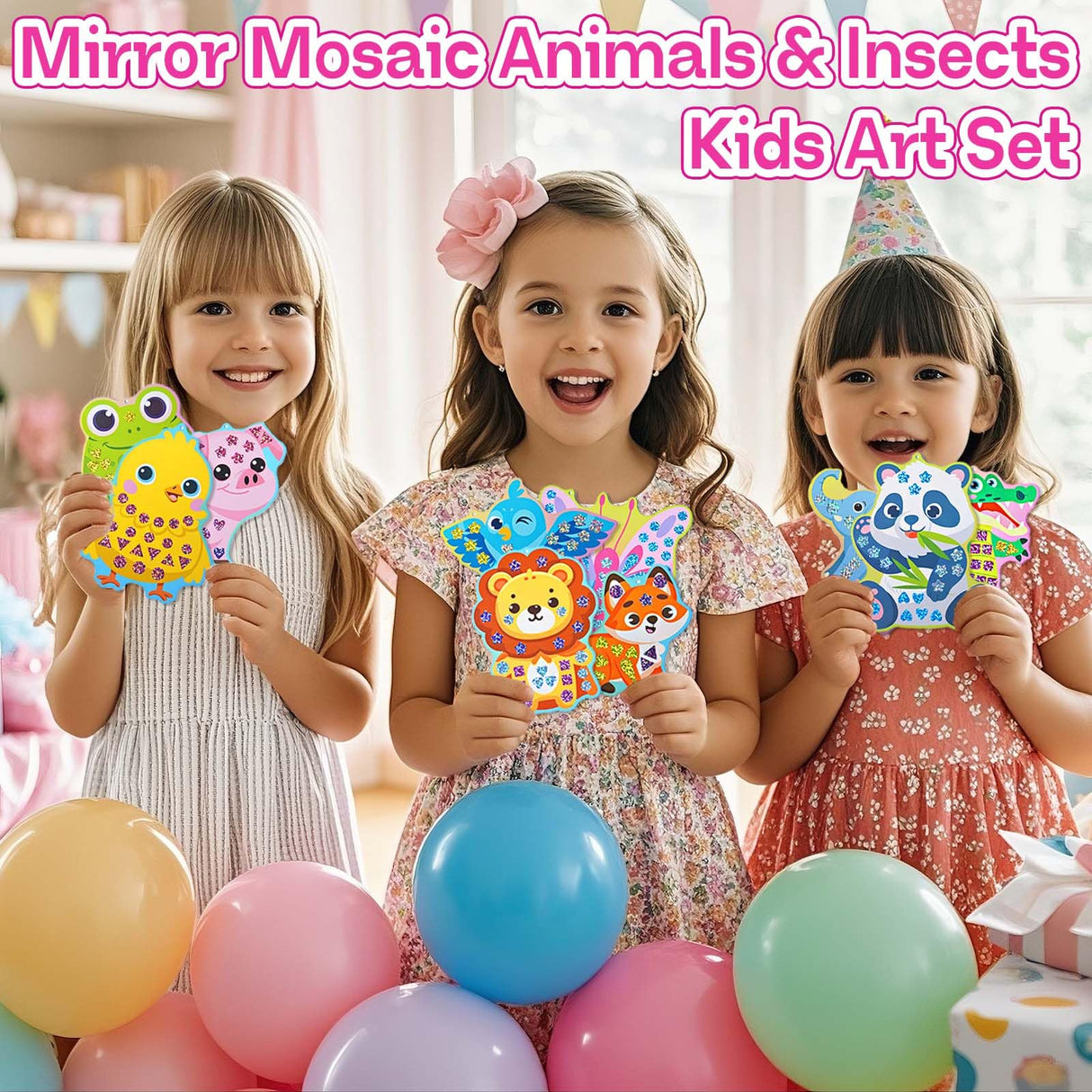 iGetooy 10 Sets DIY Mosaic Stickers for Kids, Animal Art Craft Kit with 720+ Stickers, Travel Toys for Kids, Birthday Gifts for Girls and Boys 3-8 Year Olds iGetooy