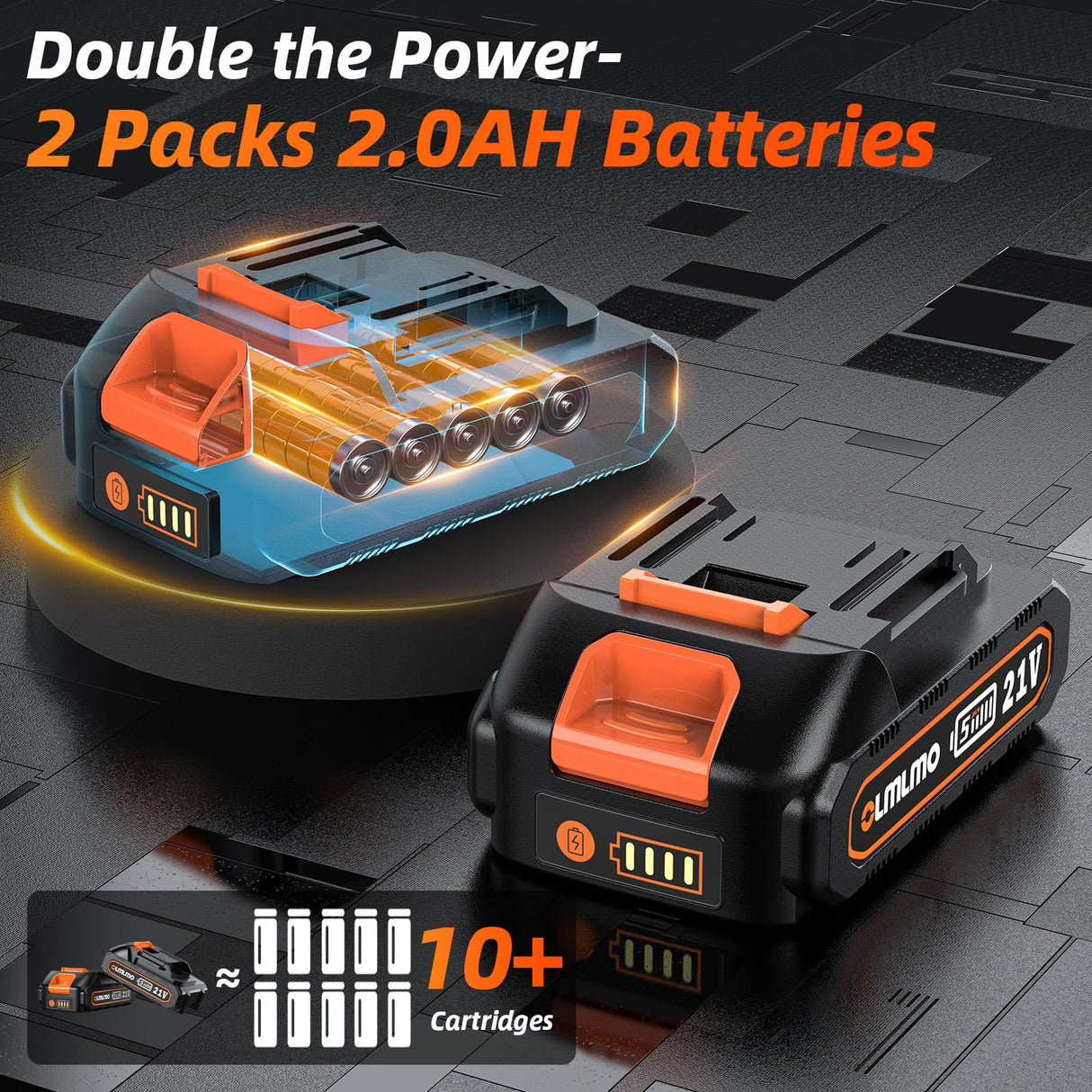 olmlmo Grease Gun, High-Efficiency Electric Grease Gun Kit, 10000 PSI Cordless Grease Gun with 2*2.0AH Batteries and Charger, 6.8 oz/min Battery Powered Grease Gun for Equipment Operators and Farmers olmlmo