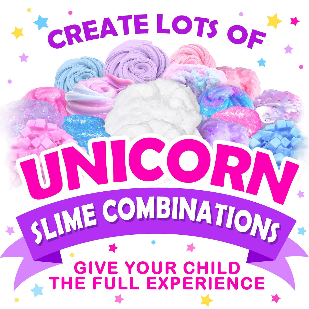 Original Stationery Mini Unicorn Slime Kit for Girls Ages 8-12, Create Unicorn Sparkle, Foam, Clay and Jelly Cube Slime, Fun Crafts for Kids Original Stationery