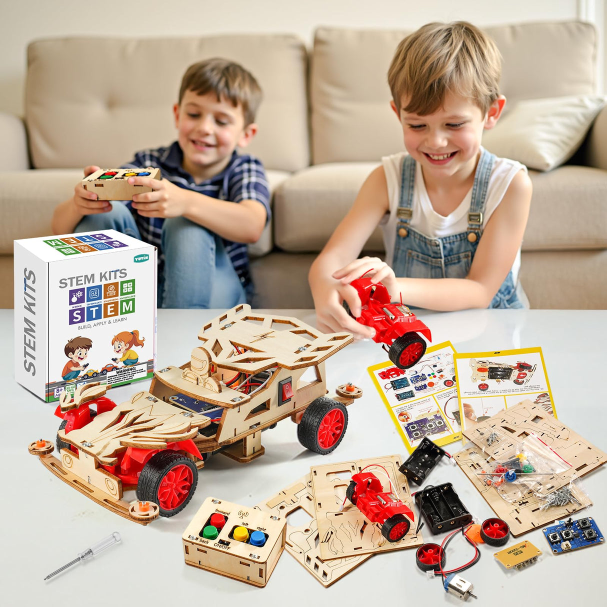 STEM Kits for Kids Ages 8-10, Remote Control Car Model Building Kit for Boys 8-12, Wooden 3D Puzzles 8-13, Wood Science Crafts Projects, STEM Toys Gifts for 8 9 10 11 12 13 14 Year Old Teen Boys Girls Yutin