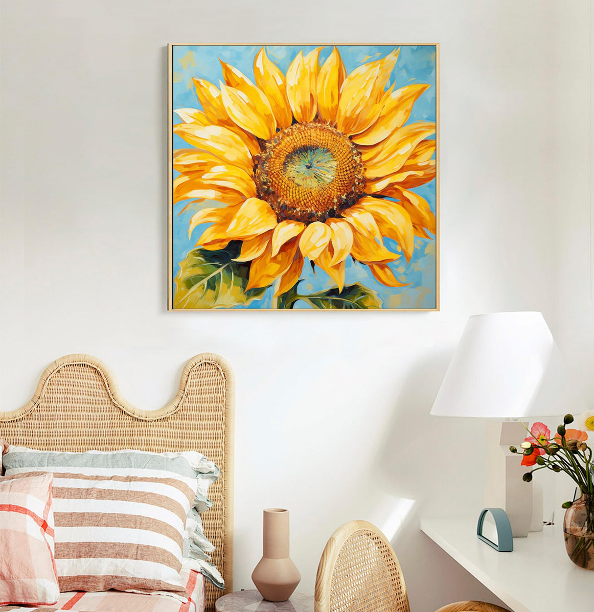 Framed Paint by Numbers Kit for Adults Beginners & Kids Ages 8-12, Sunflower Acrylic Easy Paint by Number with Frame, Watercolor Paint by Number Kits on Canvas Framed (10 * 10 Inch, without Easel) Offito