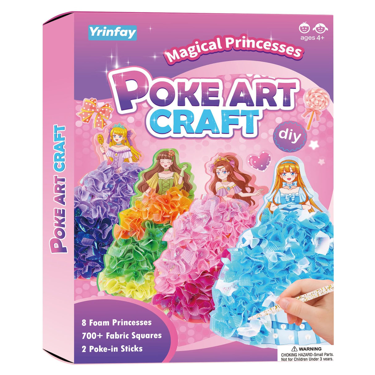 Poke Poke Art and Crafts kit for Kids, DIY 8 Magical Princesses & 6 Accessories, Pretty Princess Game Toys for Girl 6-8 8-12, Gifts for Boys & Girls Ages 6 7 8 9 10 11 12 Years Old Yrinfay