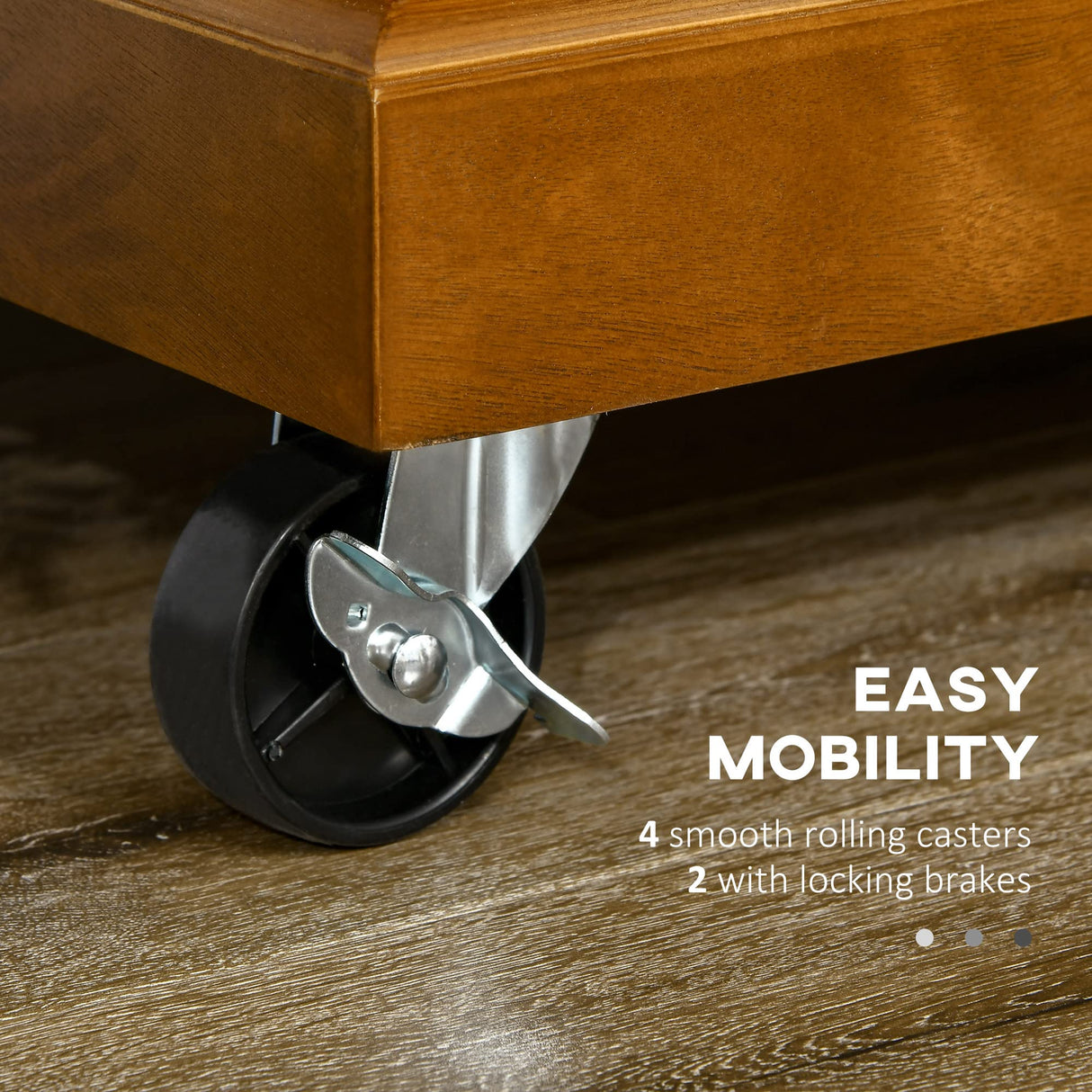 HOMCOM Modern Kitchen Island on Wheels, Rolling Kitchen Cart with Drawer, Storage Cabinet, and 2 Towel Racks for Dining Room, Brown HOMCOM