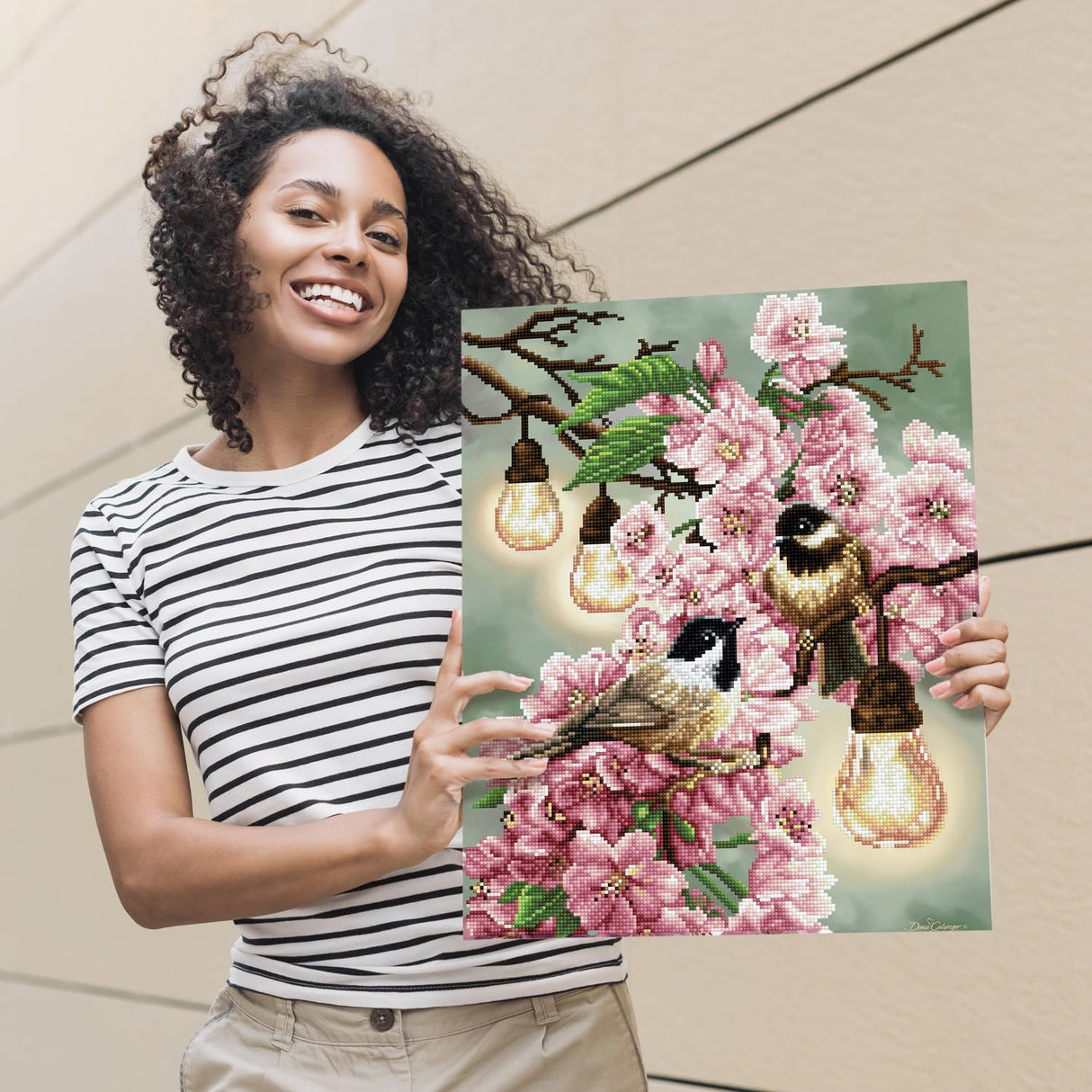 DIAMOND DOTZ Cherry Blossoms & Chickadees Art Craft Kit, Partial Drill Round Dotz for Adults DIAMOND DOTZ