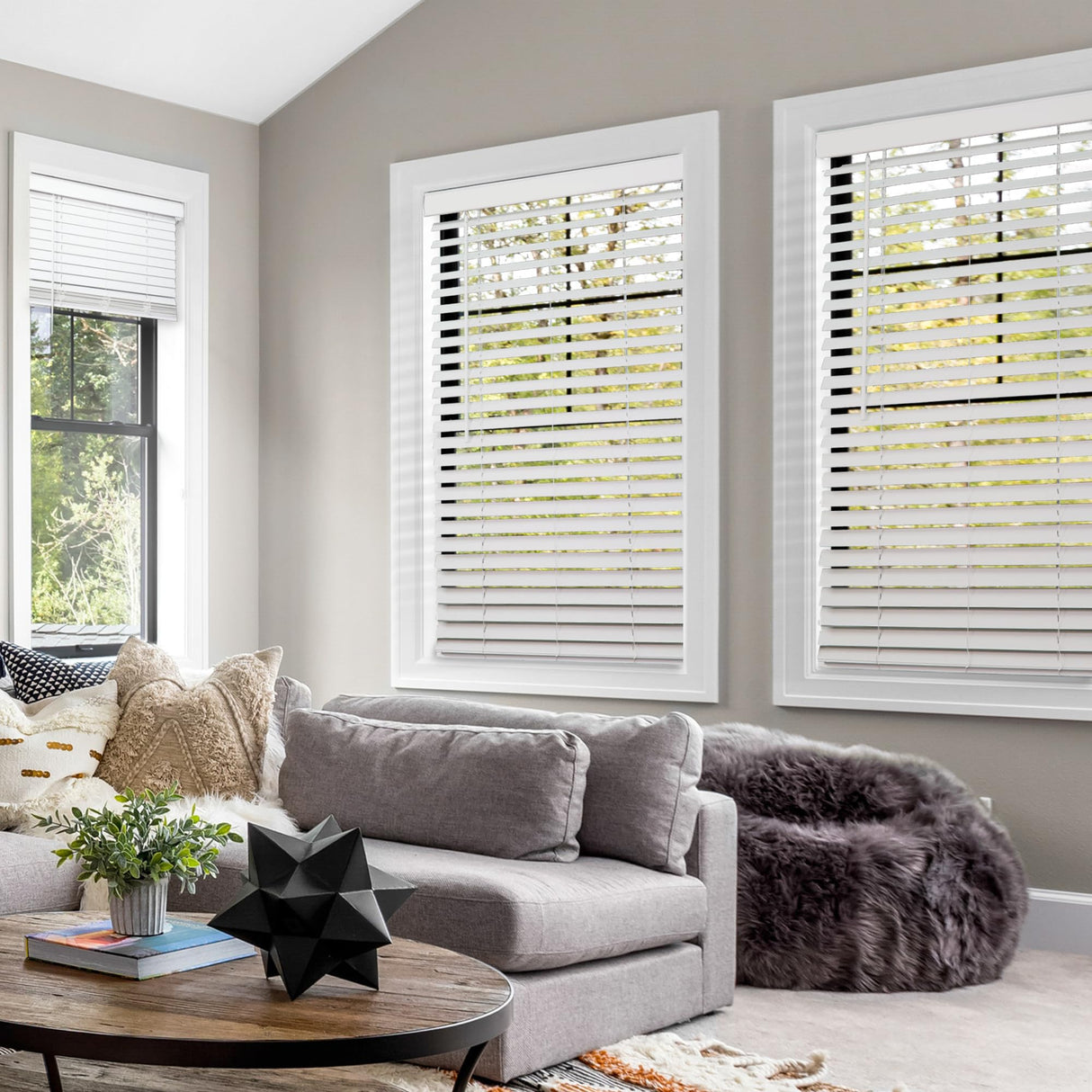 CHICOLOGY Faux Wood Blinds , Window Blinds , Wood Blinds , Window Shades , Window Treatments , Blinds & Shades , Window Shades For Home , Wooden Blinds , 32"W X 72"H, Basic White CHICOLOGY