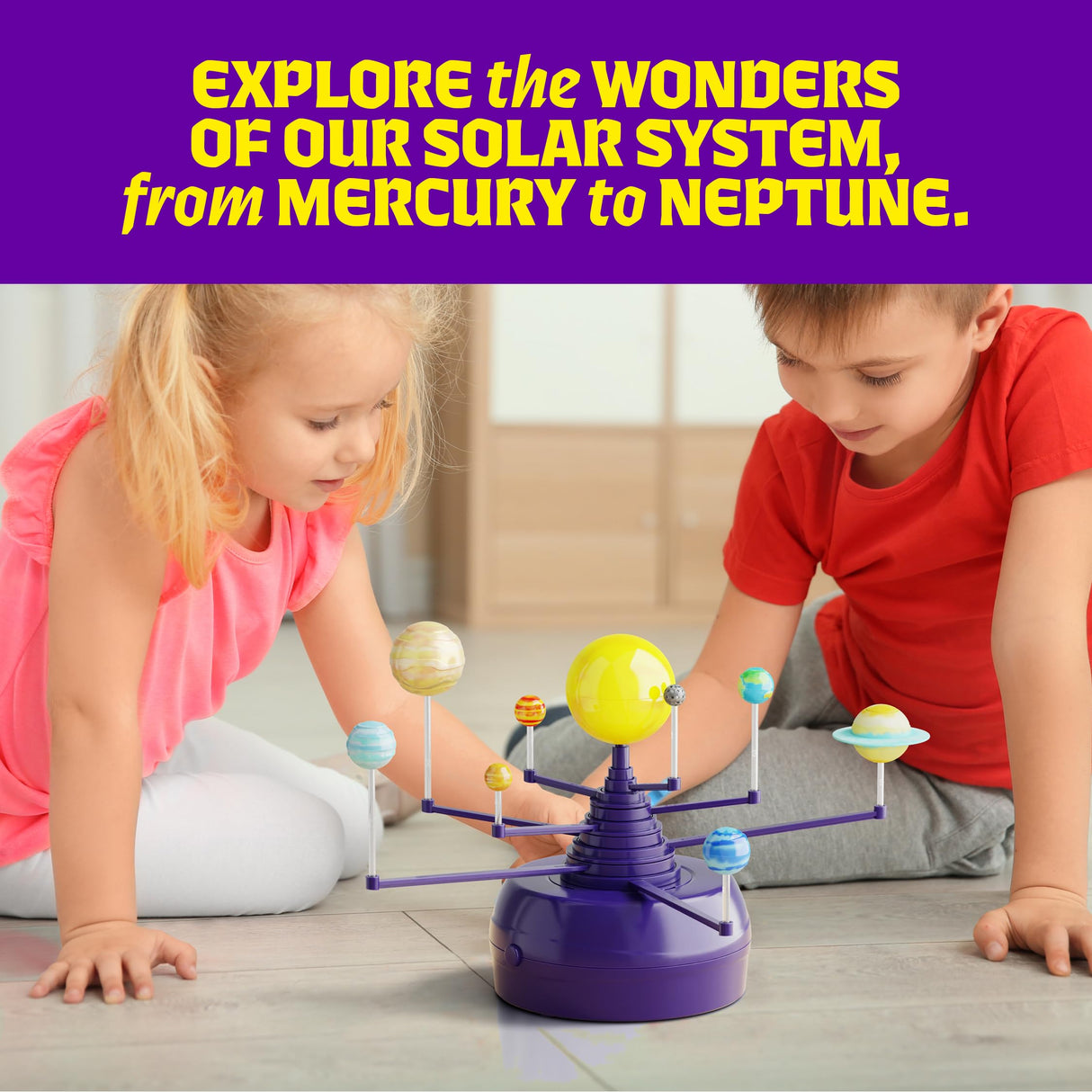 Dan&Darci 360° Orbiting Solar System for Kids - Paint & Build Model Kit - Arts and Crafts for Kid Ages 8-12, 4-6, 4-8, 6-8 - Space Toys 8-10 - Science Astronomy Gifts - Painting Craft Kits for Boys Dan&Darci