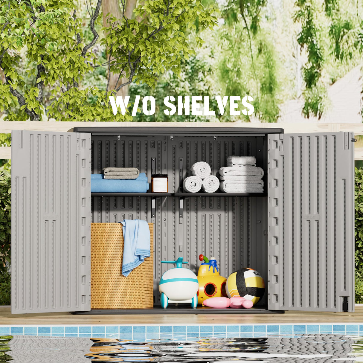 Mrosaa Large Outdoor Storage Box,Resin Sheds&Outdoor Storage Waterproof/Lockable,Outdoor Storage Cabinets for Balcony,Garage,Backyard (37Cu.ft-Pale Grey) Mrosaa