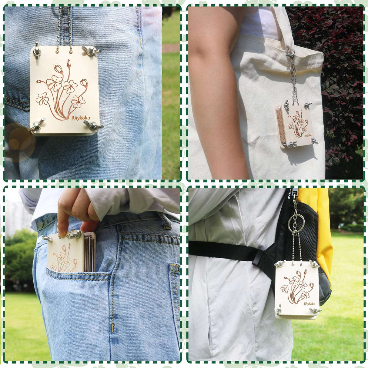 Rhykoka Pocket Flower Press, 6 Layers Mini Flowers Press Kit, Micro Flower Pressing, Portable Small Leaf Petal Preservation for Arts and Crafts Lovers (Silver) Rhykoka