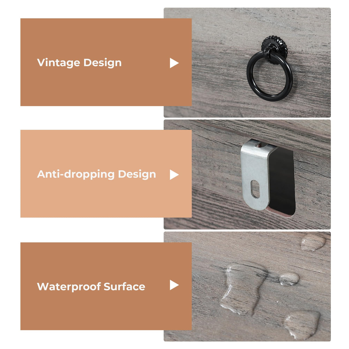 VVFLU Grey 6 Drawer Dresser for Bedroom with LED Lights and Charging Station, Wood 6 Chest Drawers, Large Storage for Clothes, for Living Room, Bedroom, Hallway, Taupe Grey VVFLU