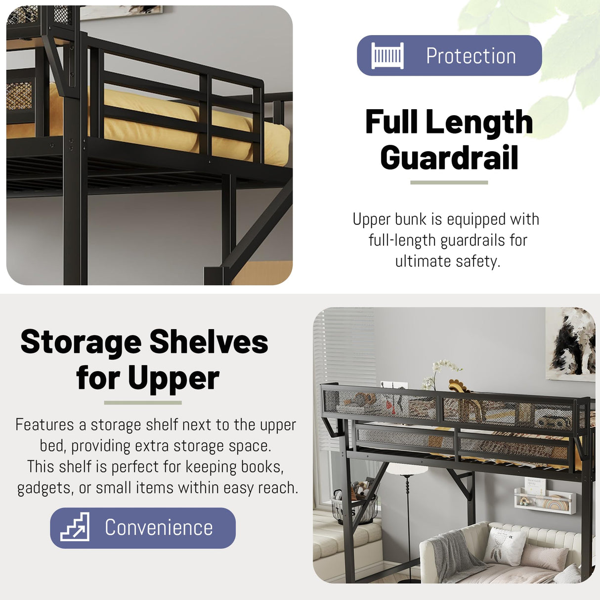 MoproBeti Queen Loft Bed with Stairs, Metal Loft Bed Queen Size with Storage Shelves, Adults Loft Bed with Wardrobe, Heavy Duty High Loft Bed for Teens, No Box Spring Needed, No Noise, Black MoproBeti