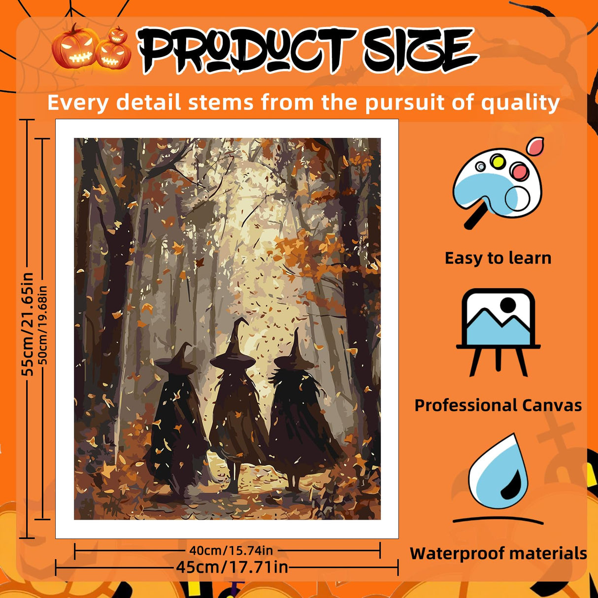 Reivworl Halloween Paint by Numbers Kit for Adults, Witch Paint by Numbers, Adult Paint by Number Kits for Gifts and Home Wall Decor 16x20 Inch Reivworl