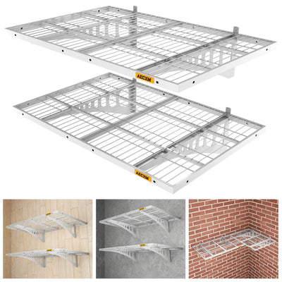 Aecxm 2x3ft 2Pack Wire Shelving Unit Heavy Duty Garage Storage Shelves Wall Mounted White 560lbs Load Capacity(24-inch-by-36-inch)
