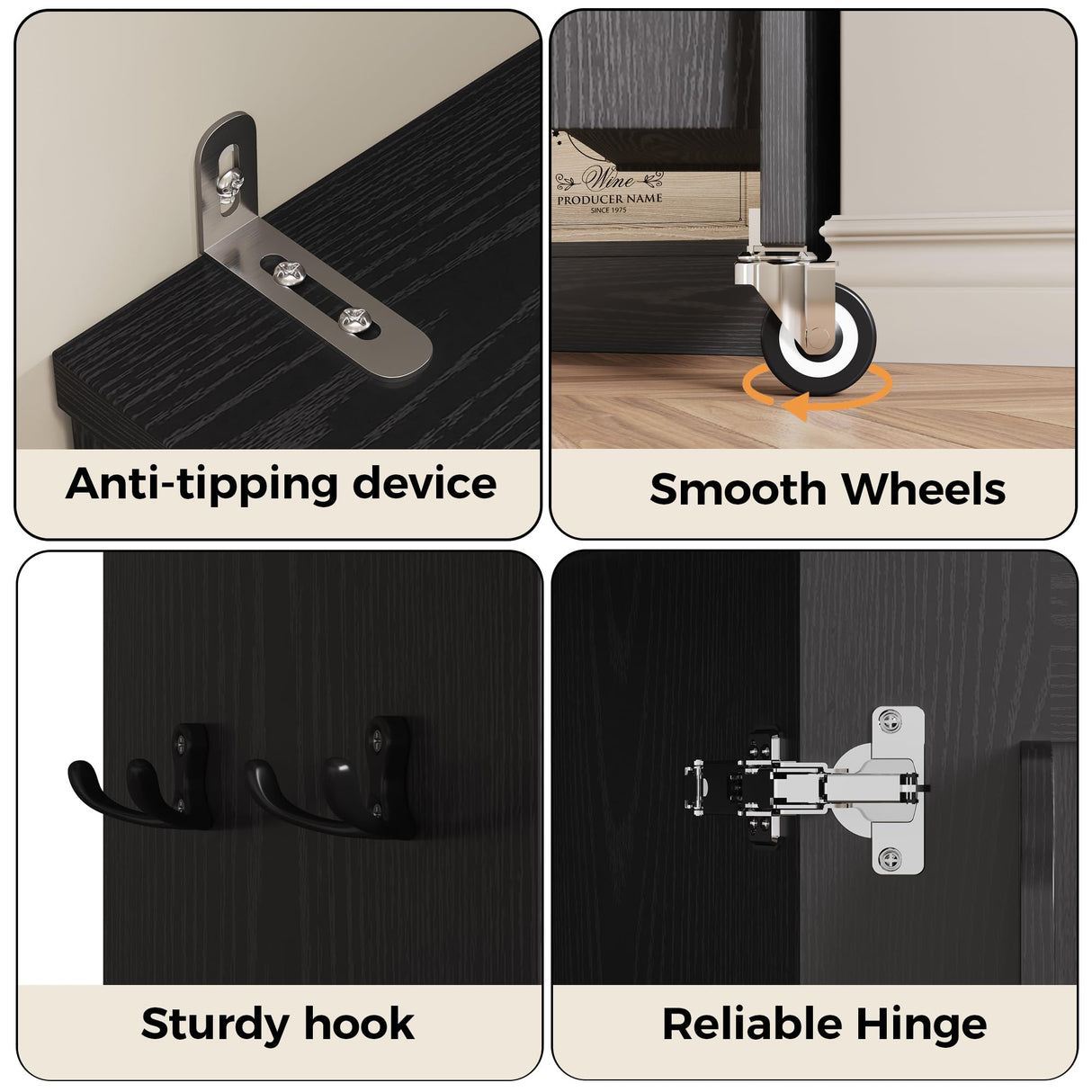 IRONCK Narrow Kitchen Pantry Storage Cabinet, 72" Slim Single Door with 6 Adjustable Shelves, Door Rack and Wheels, Space Saving Freestanding Storage Floor Cabinet for Small Place, Black IRONCK