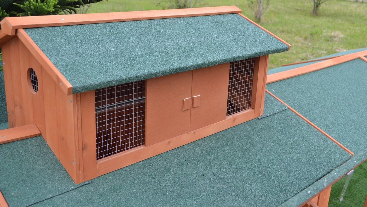 Omitree 10' ft Wood Chicken Coop Backyard Hen Run House Chicken 6 Nesting Box & Run Omitree