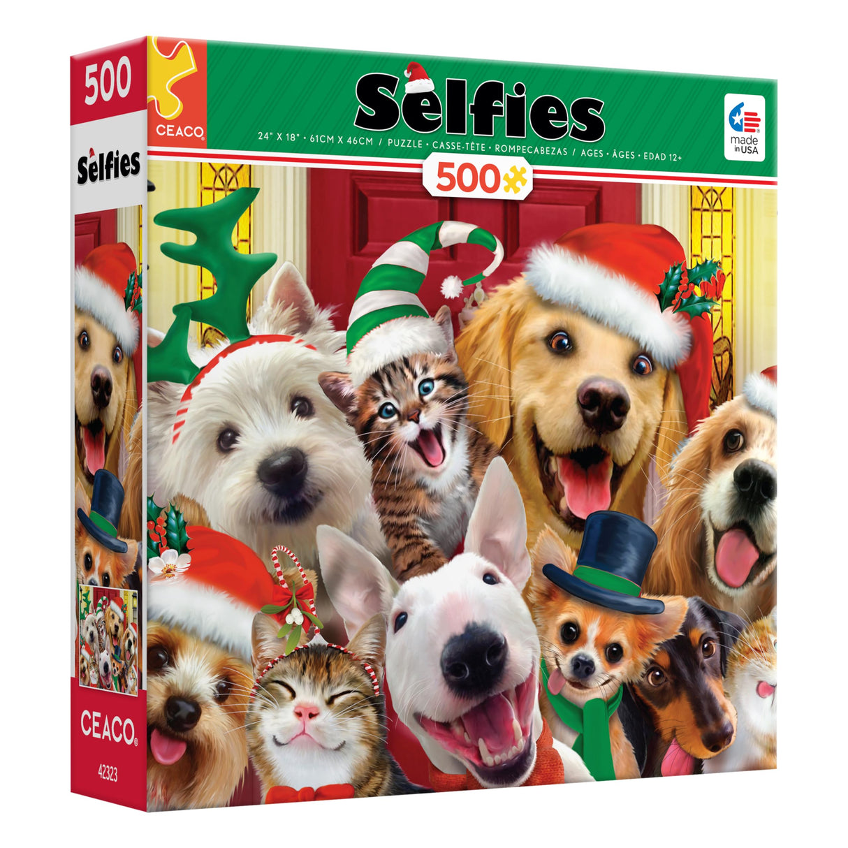 Ceaco - Howard Robinson - Selfies - Holiday Dogs - 500 Piece Jigsaw Puzzle Ceaco