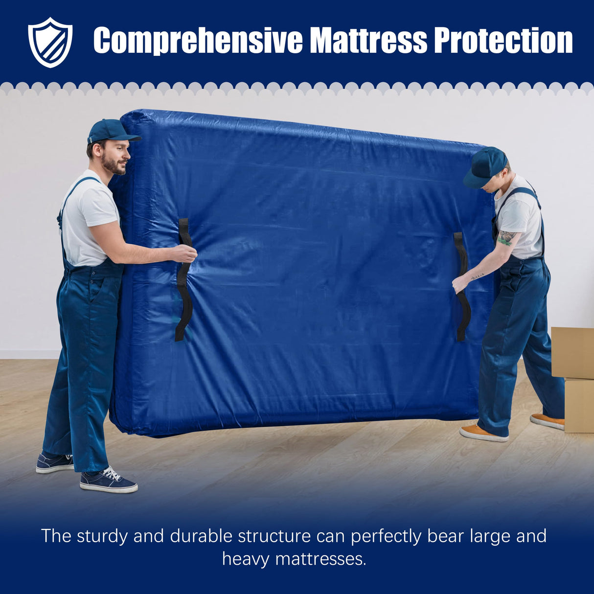 Cosy Family Mattress Bags for Moving with 8 Handles - 170GSM Extra-Thick Mattress Bag for Moving Supplies - Reusable Mattress Cover Protector Storage with Zipper, Blue, Full Cosy Family