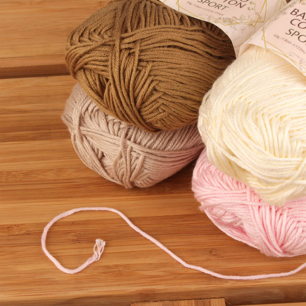 JubileeYarn Bamboo Cotton Sport Yarn - 50g/Skein - Shades of Neutral Tones - 4 Skeins BambooMN