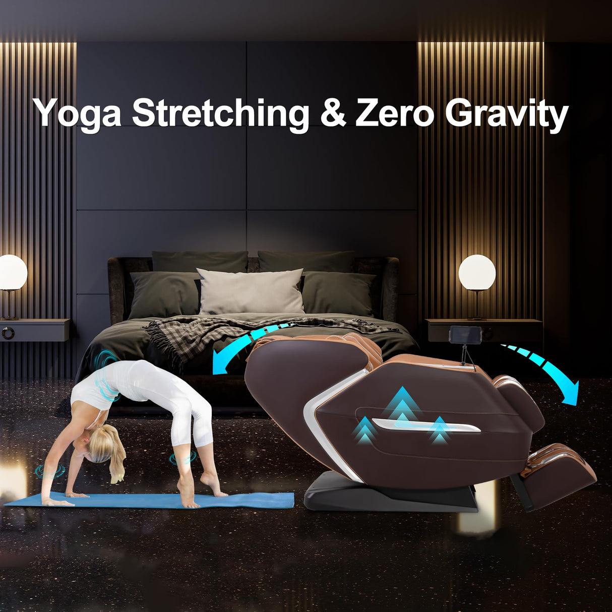 MassaMAX A580 2026 4D Massage Chair for Big & Tall People Full Body Massage Up to 6'10" & 500 lbs, Yoga Stretch, AI Voice Control, 22 Modes, 59" SL Track, Auto Footrest Extension, and Heating (Brown) MassaMAX