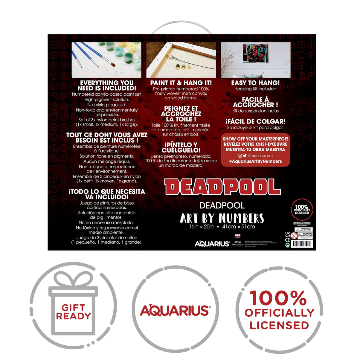 AQUARIUS Deadpool Art by Numbers - 16 x 20 inches Marvel Deadpool Themed Paint by Number for Adults & Kids - DIY Color by Number Paint Kit for Beginner - Officially Licensed AQUARIUS