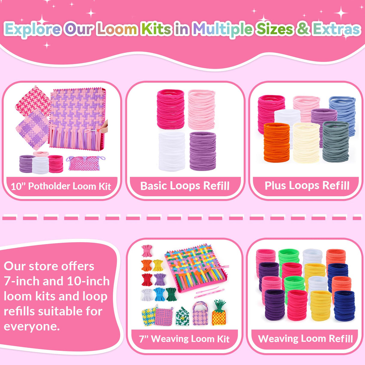 Pro 10 Inch Potholder Loom Kit for Kids & Beginners, Large Weaving Loom Crafts for Girls Age 6-12 Year Old & Adults, Gift Ideas for Birthday & Christmas, 112 Delicate Loops to Make 2 Pot Holders PREBOX