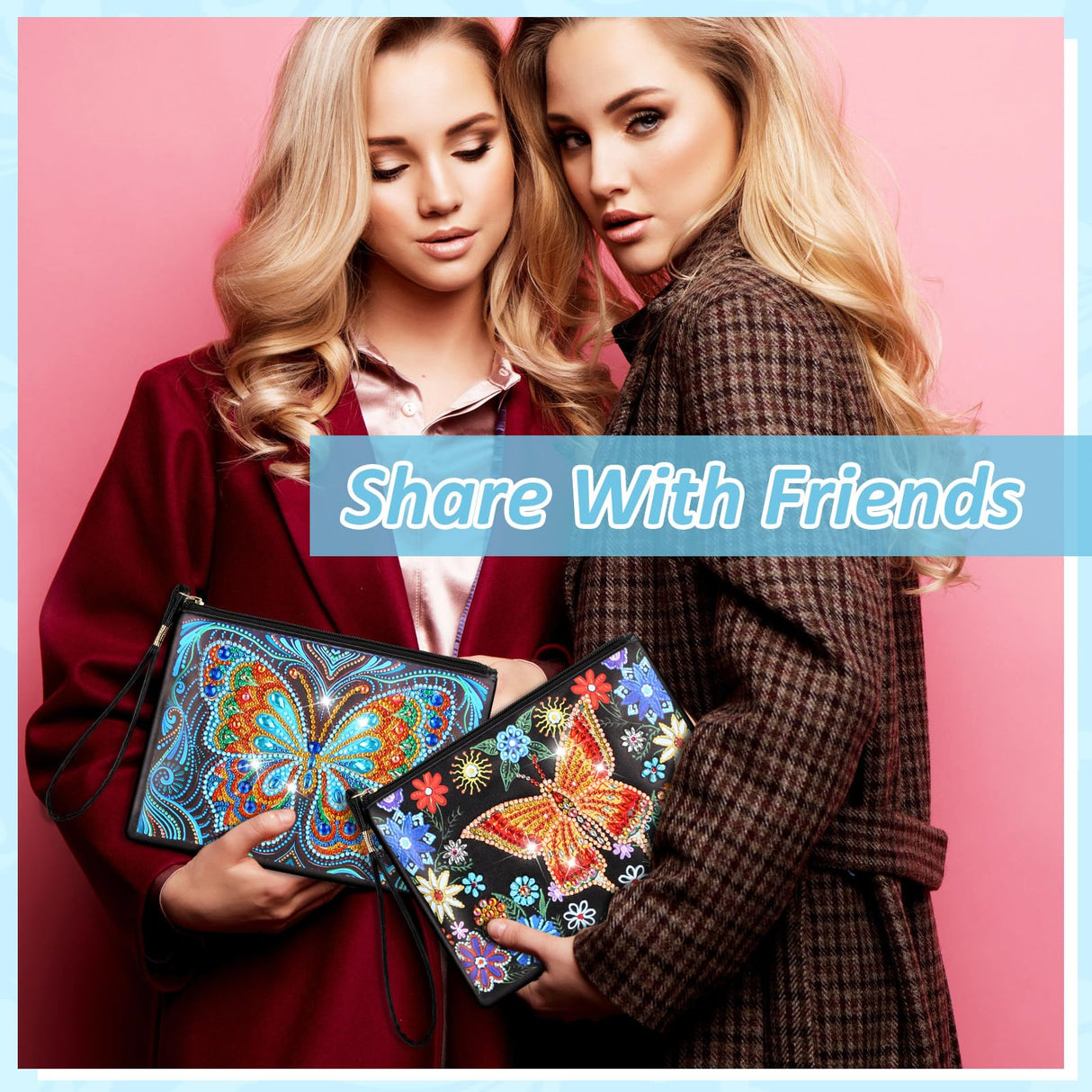 Silkfly 6 Pcs Diamond Painting Purses Clutch DIY Diamond Handbag PU Leather Painting Bags 5d Handmade Wristlet Wallet with Strap and Zipper for Women Gift(Butterfly Style) Silkfly