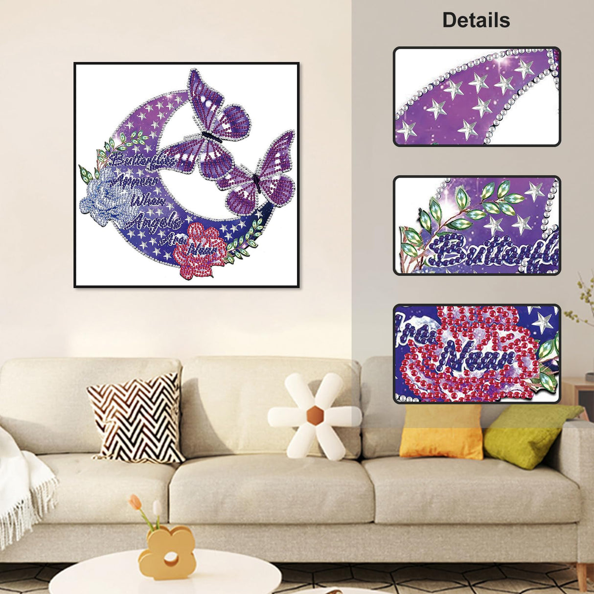 Stalente Diamond Painting Kits for Adults Moon Saying, 5D Special Shape Diamond Art Kits for Beginners, Crystal Rhinestones Diamond Painting for Home Wall Decoration Gift 12×12inch, Butterfly Stalente
