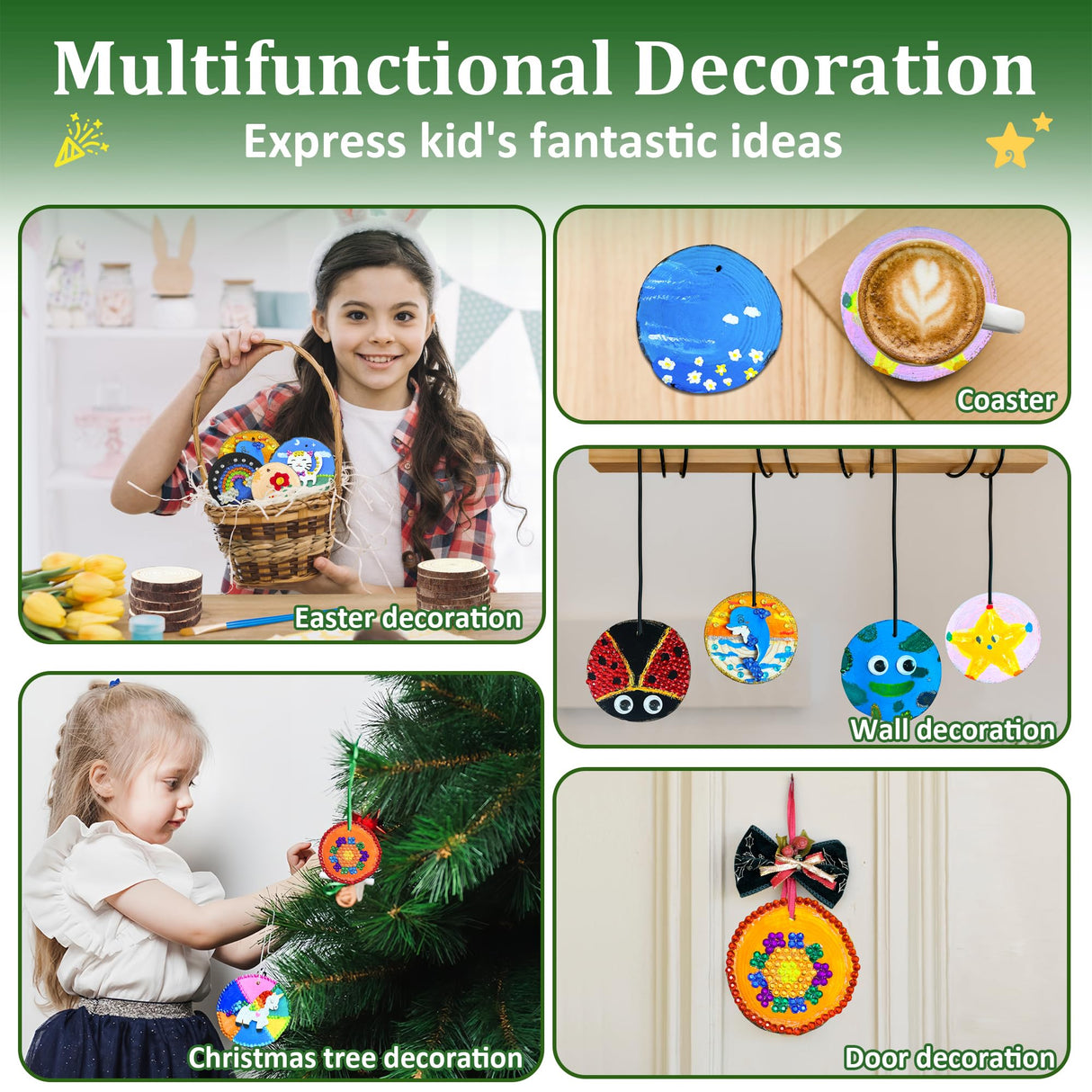 Kids Wooden Art Kit - Wooden Crafts for Kids Ages 5-12, Bracelet Making Kit Toys, Halloween Christmas Birthday Gifts for Girls Boys Teens, Creative Art for 5, 6, 7, 8, 9, 10, 11, 12 Year Old MAGETOYS