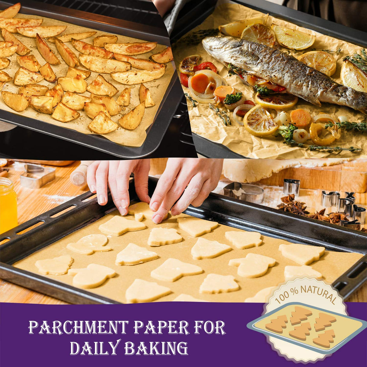 200 Pcs Unbleached Parchment Paper Baking Sheets, 12 x 16 Inch, Precut Non-Stick Parchment Sheets for Baking, Cooking, Grilling, Air Fryer and Steaming - Unbleached, Fit for Half Sheet Pans HIWARE