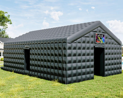 Albott 30x20x14 FT Large Black Inflatable Night Club Tent for Adults with 2 Side Doors, Inflatable Nightclub with Logo Area Gazebo Event House for Wedding Birthday Backyard Party