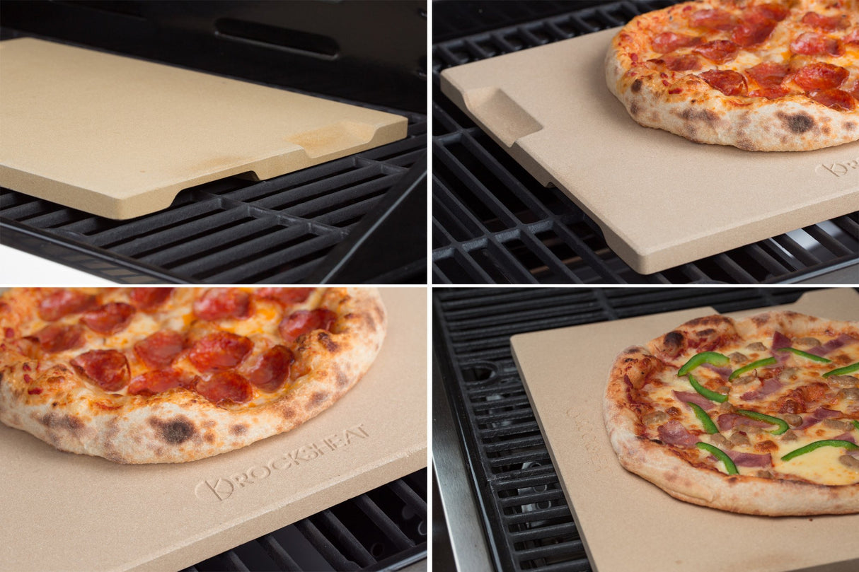 ROCKSHEAT Pizza Stone, 15"x12" Rectangular Pizza Stone for Oven Grill BBQ, Cordierite Baking Stone for Bread, Unique Built-in 4 Handles Cooking Stone ROCKSHEAT